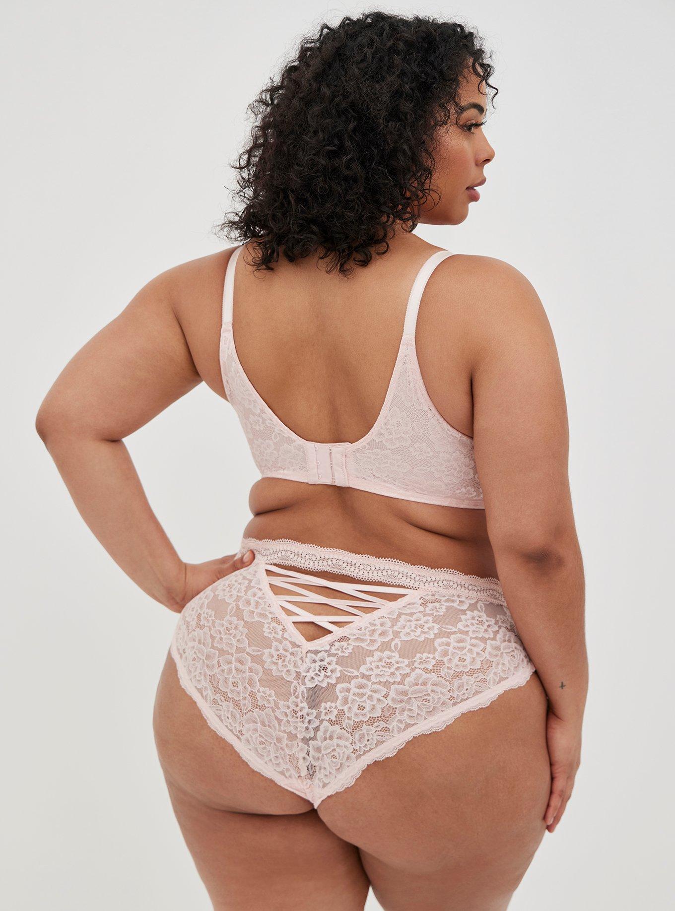 Plus Size - Lace Mid-Rise Cheeky Panty With Lattice Back - Torrid