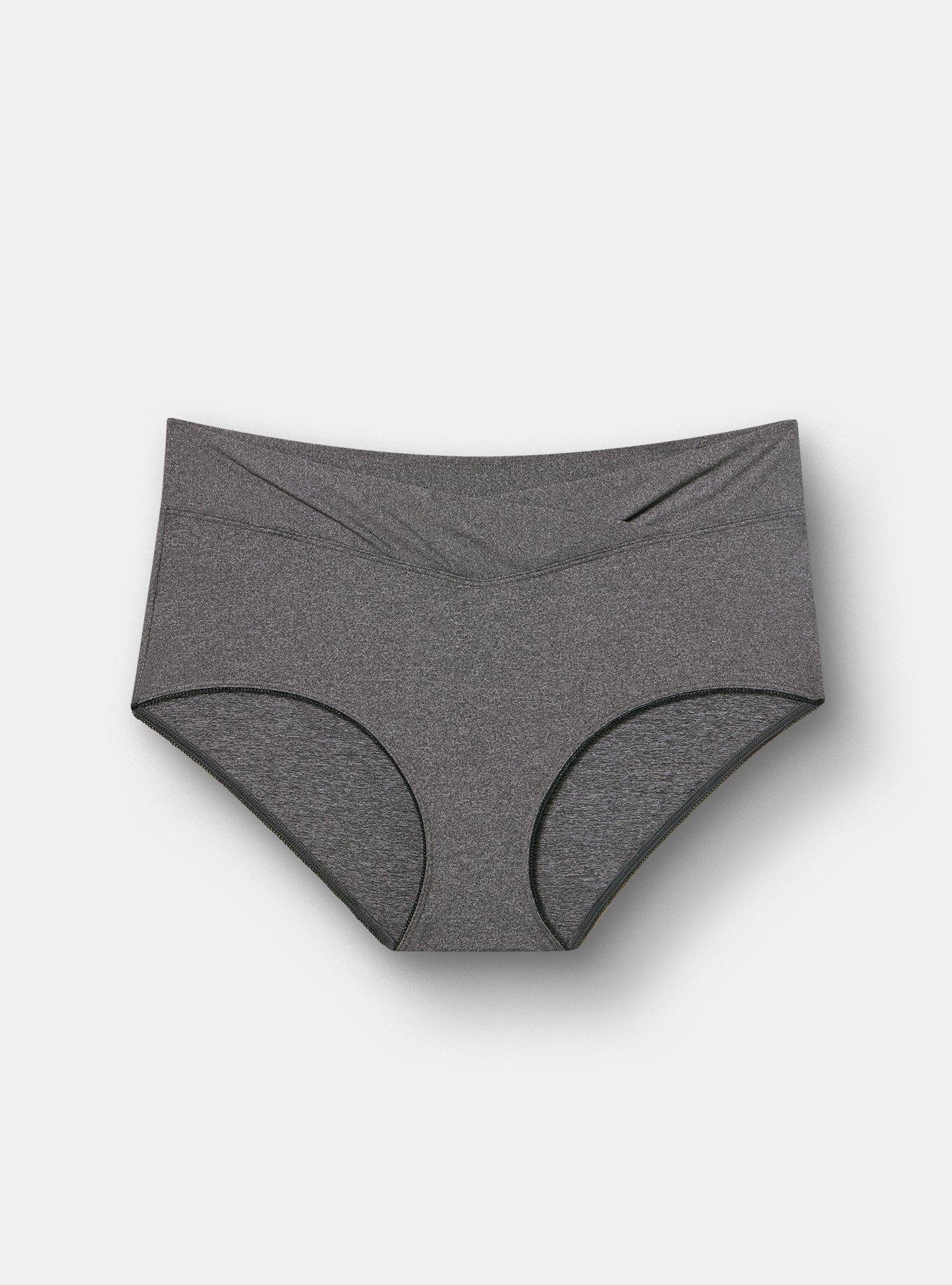 Microfiber Mid-Rise Brief Heather Panty, CHARCOAL HEATHER GREY, hi-res