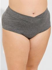 Microfiber Mid-Rise Brief Heather Panty, CHARCOAL HEATHER, alternate