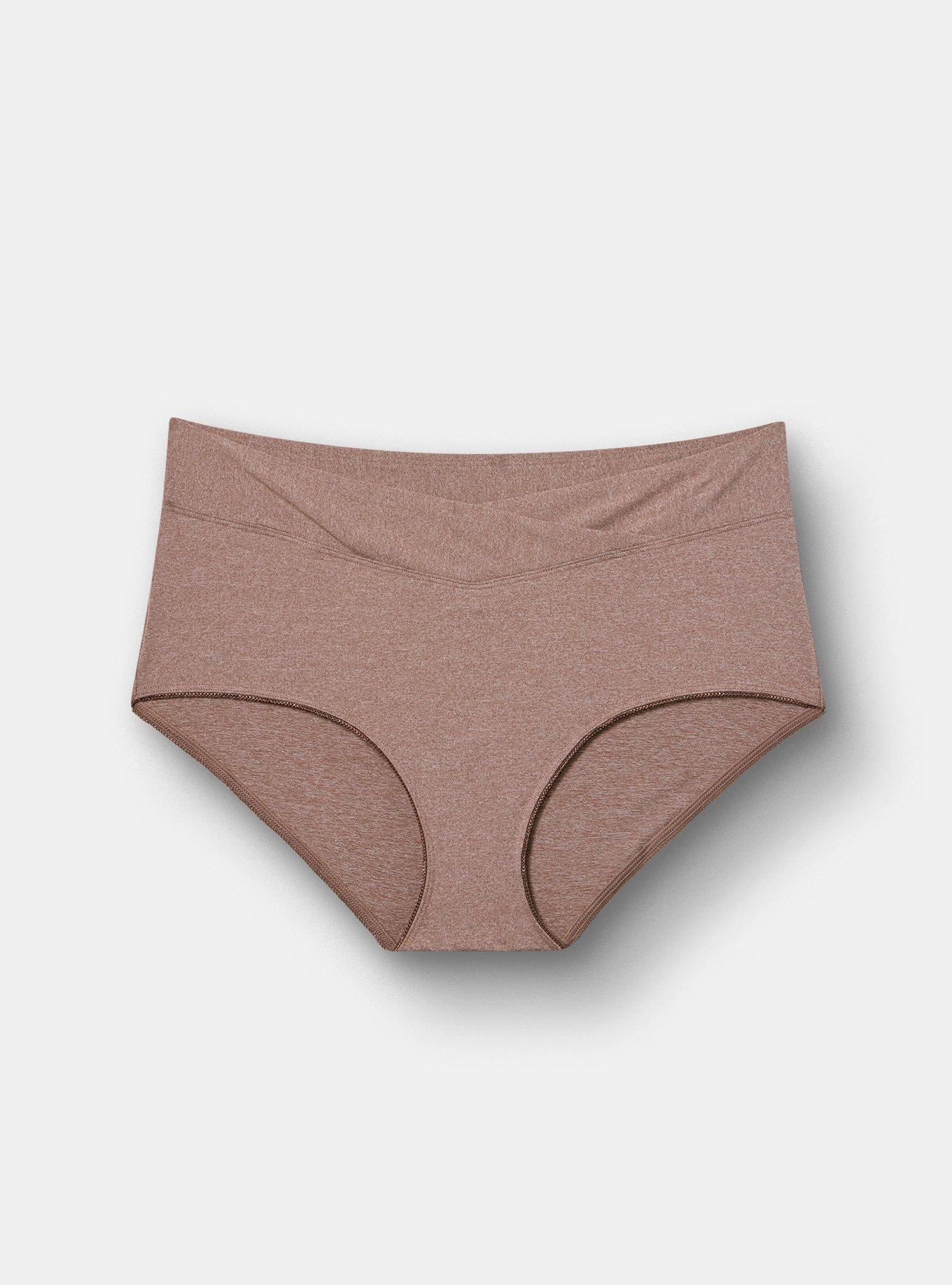 Microfiber Mid-Rise Brief Panty, DEEP TAUPE HEATHER, flat