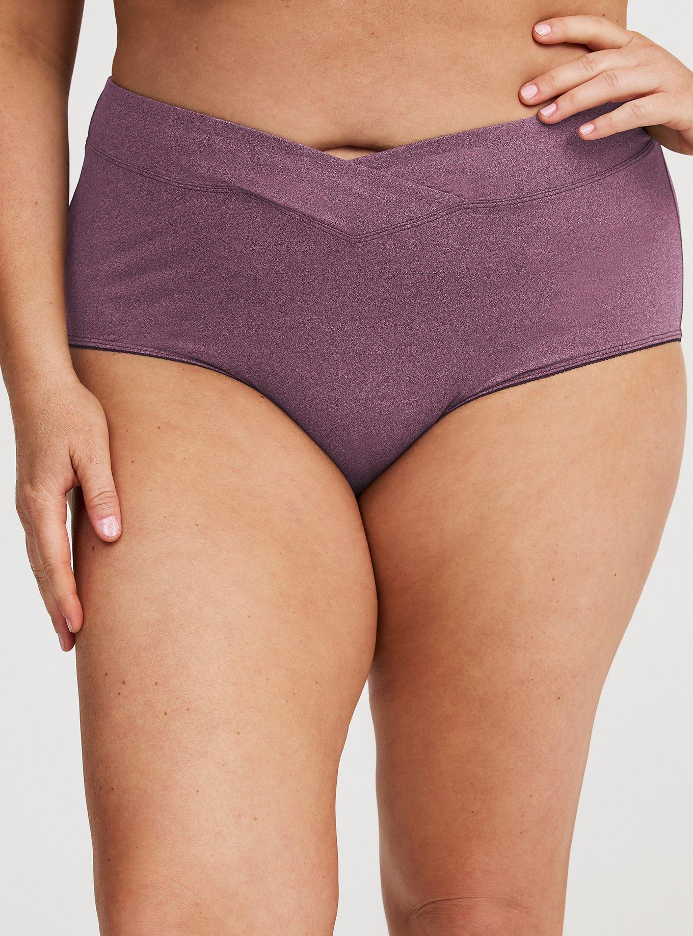 Microfiber Mid-Rise Brief Heather Panty, POTENT PURPLE HEATHER, alternate
