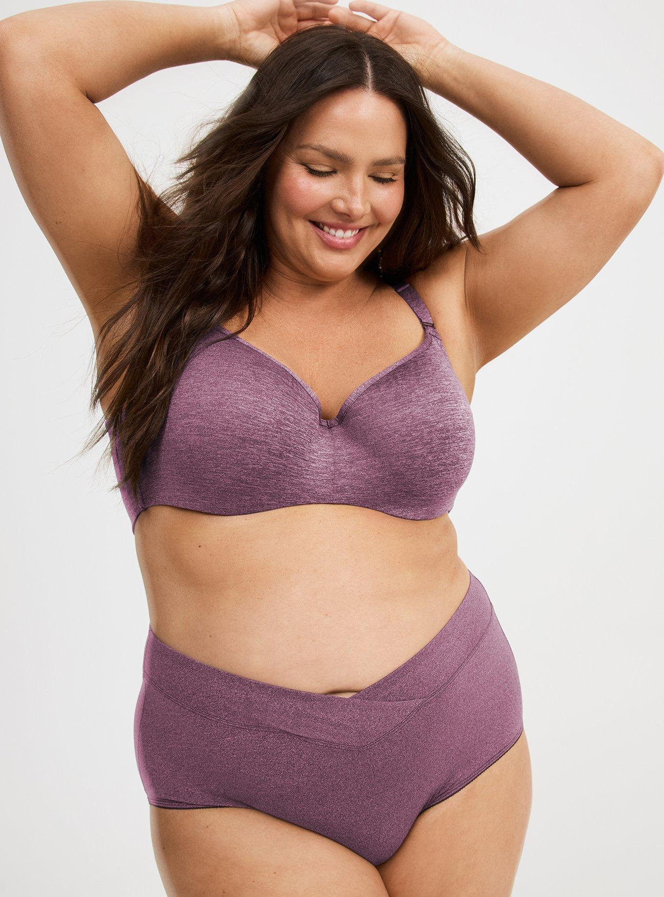 Microfiber Mid-Rise Brief Heather Panty, POTENT PURPLE HEATHER, hi-res