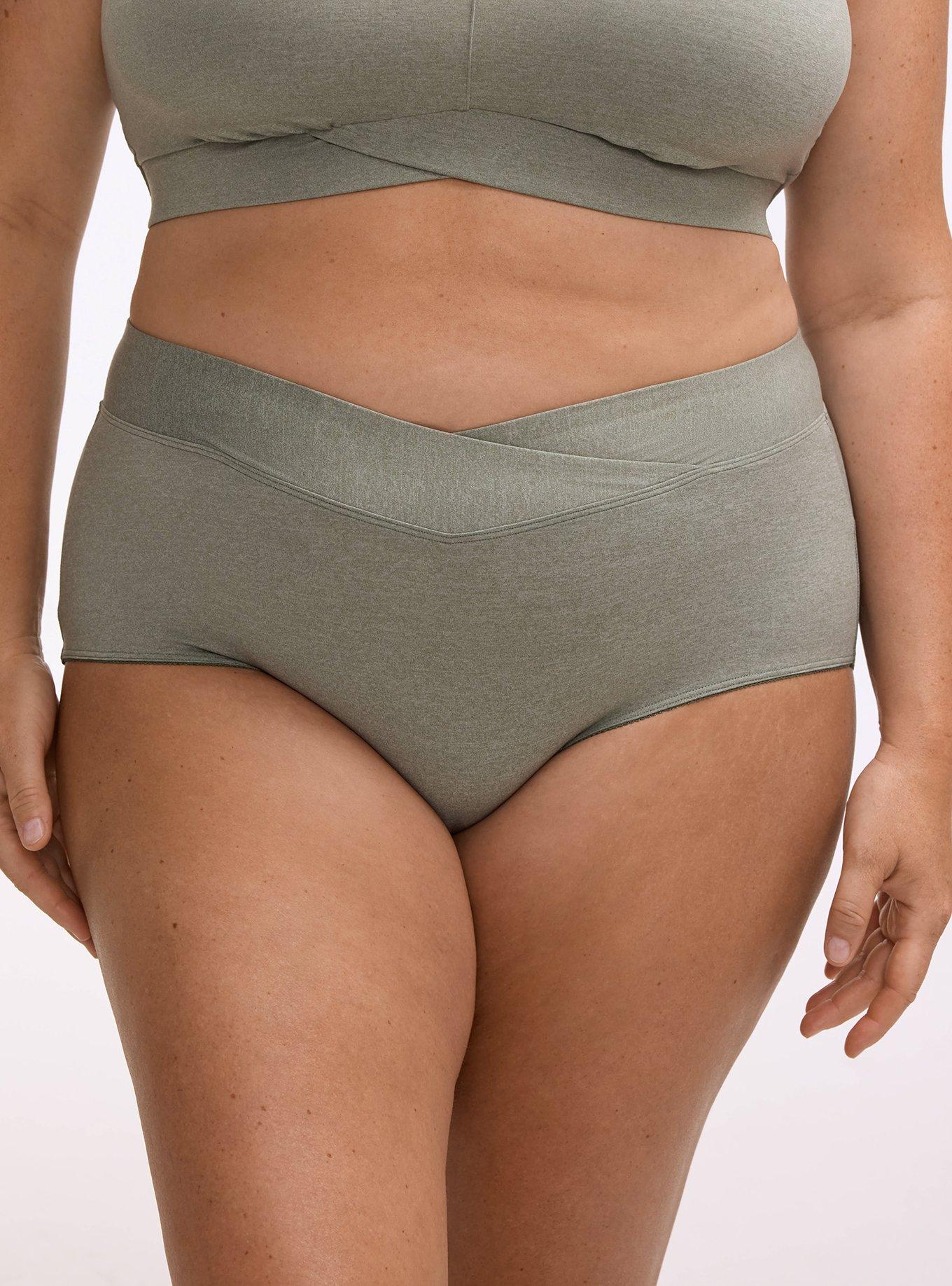 Microfiber Mid-Rise Brief Panty, AGAVE GREEN HEATHER, alternate