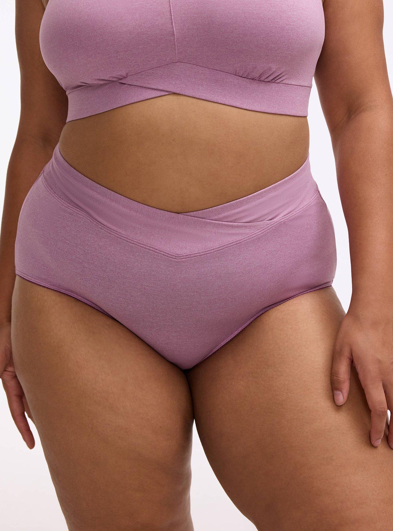 Microfiber Mid-Rise Brief Panty, ARGYLE PURPLE HEATHER, alternate