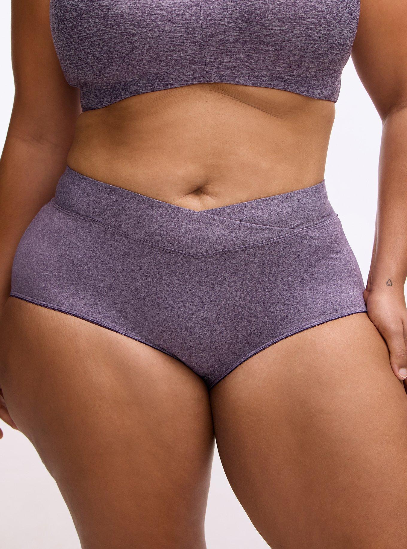 Microfiber Mid-Rise Brief Heather Panty, HEATHER BLACKBERRY, alternate