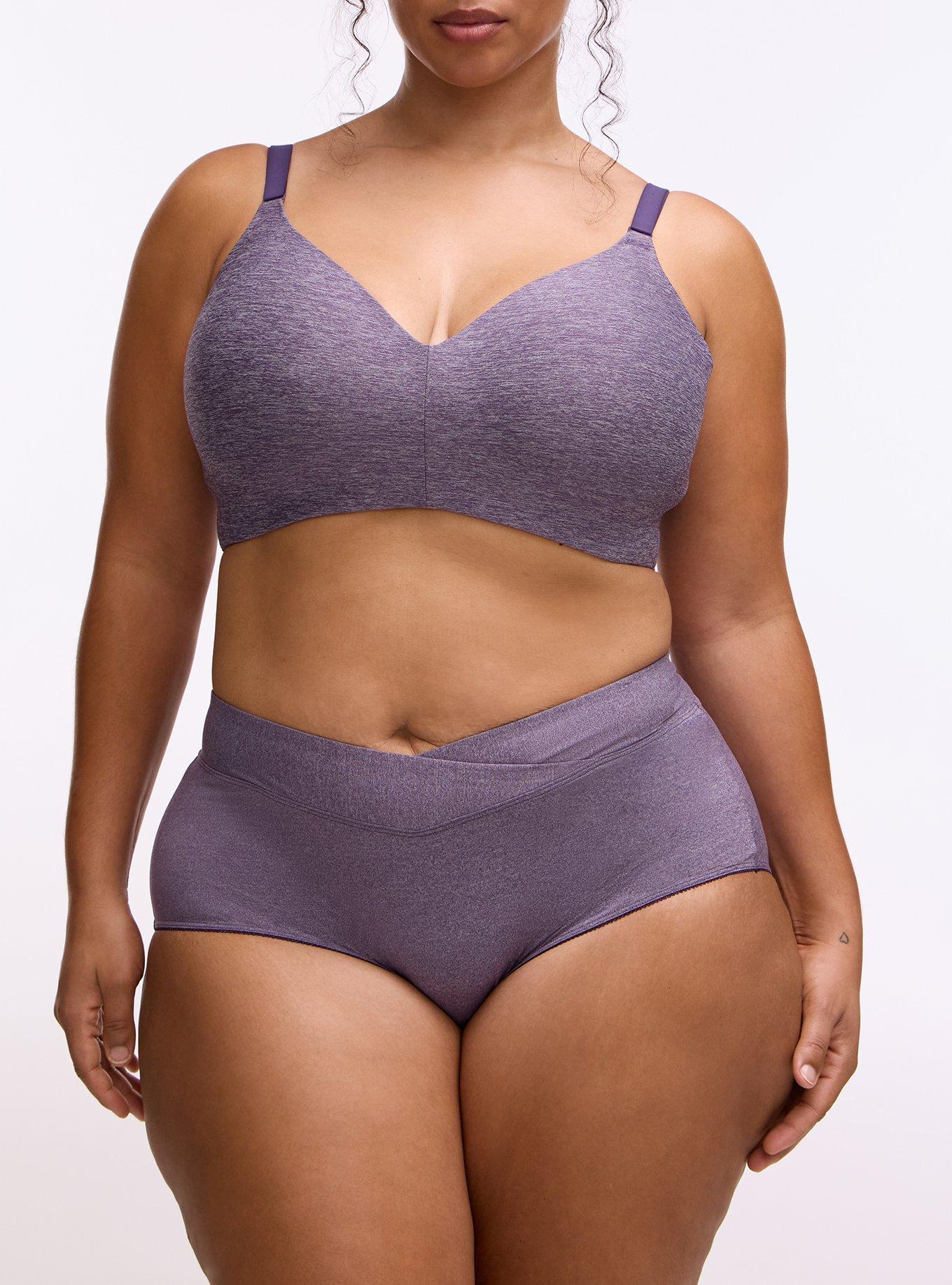 Microfiber Mid-Rise Brief Heather Panty, HEATHER BLACKBERRY, alternate