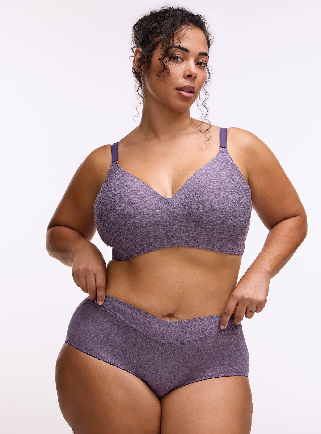 Microfiber Mid-Rise Brief Heather Panty, HEATHER BLACKBERRY, hi-res