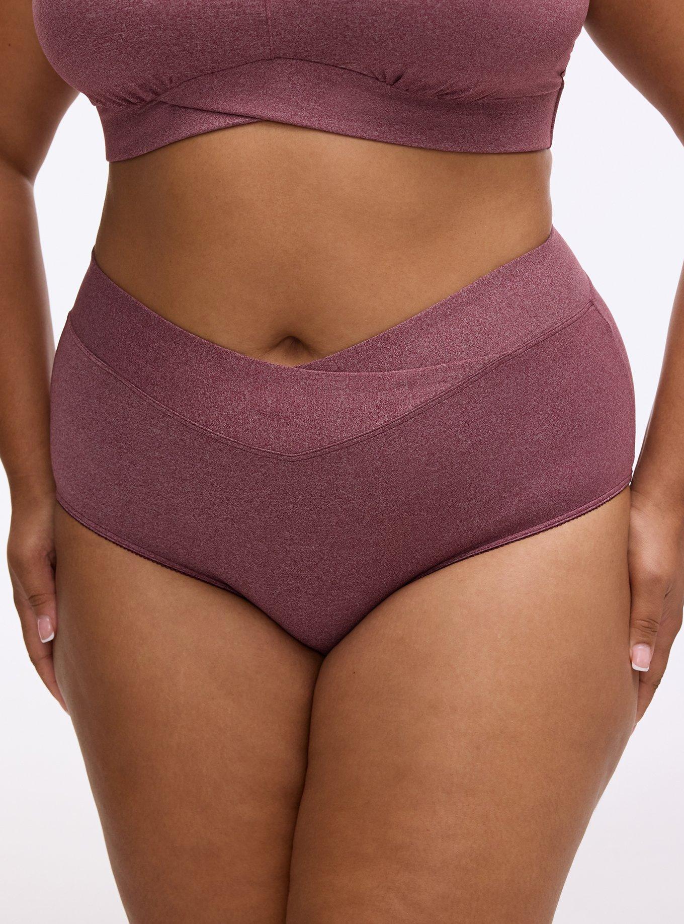 Microfiber Mid-Rise Brief Panty, MAROON BANNER HEATHER, alternate