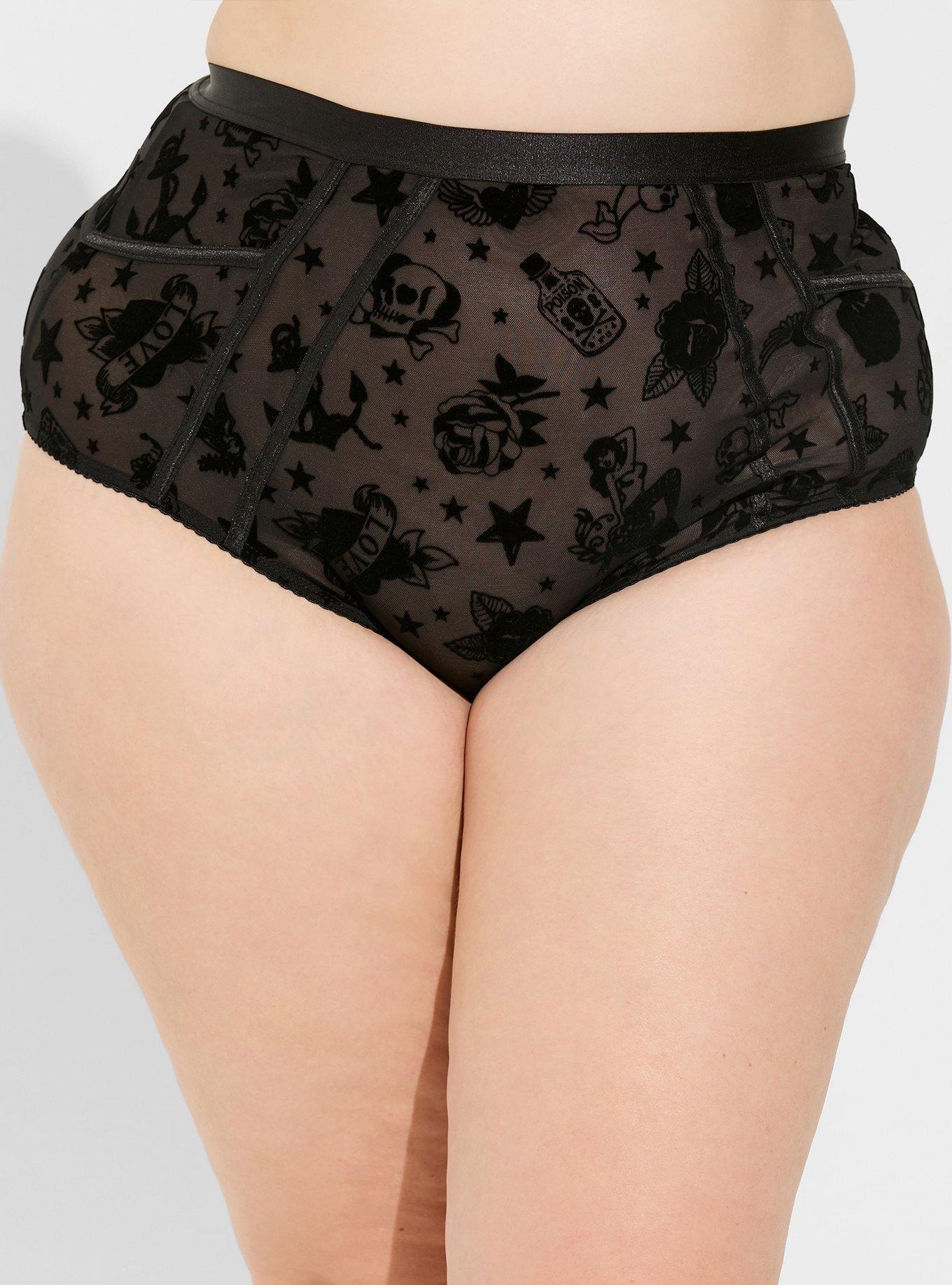 Plus Size - Flocked Mesh High Waist Brief Panty - Torrid