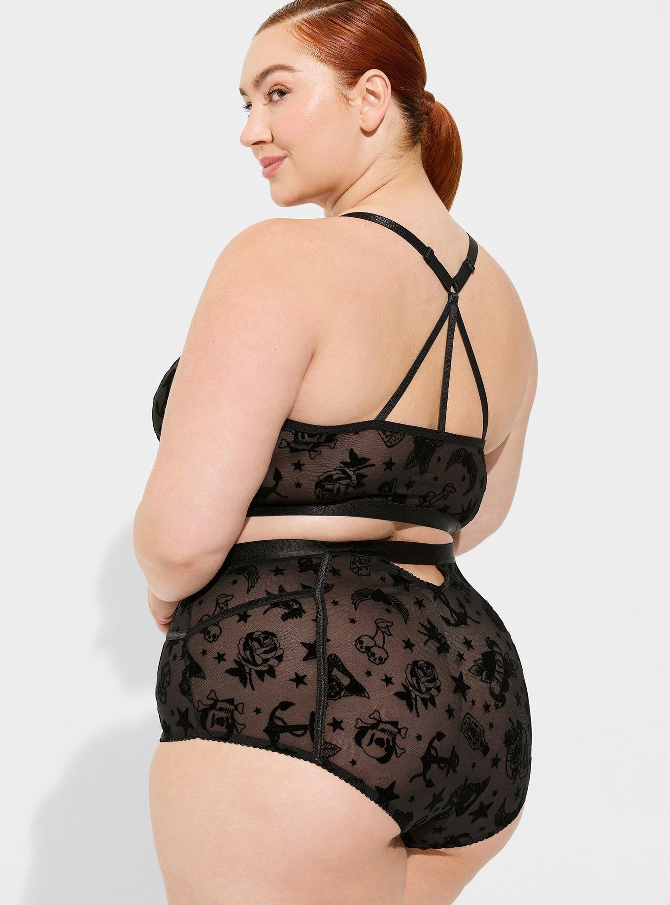 Plus Size - Flocked Mesh High Waist Brief Panty - Torrid