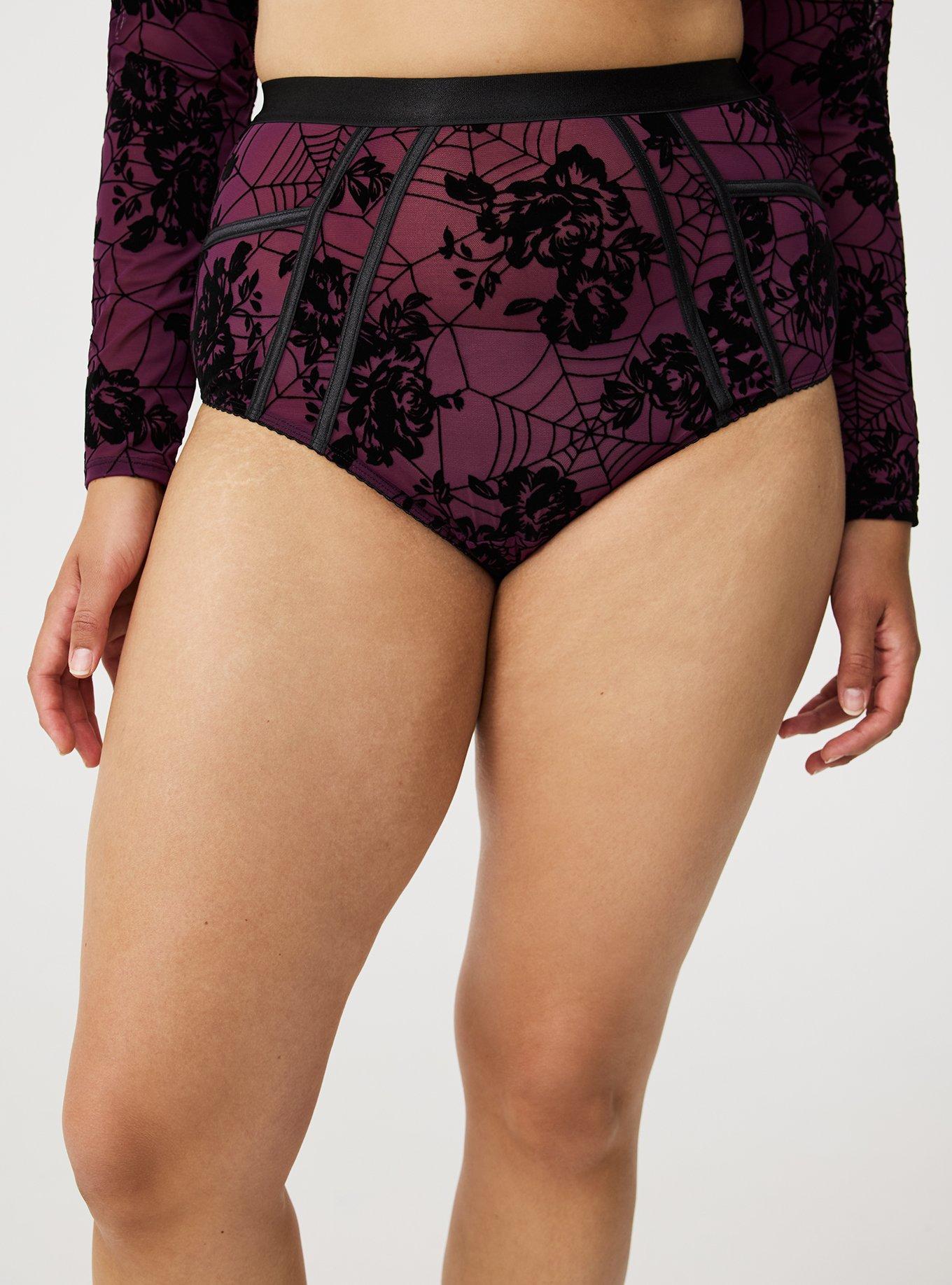 Flocked Mesh High-Waist Brief Panty