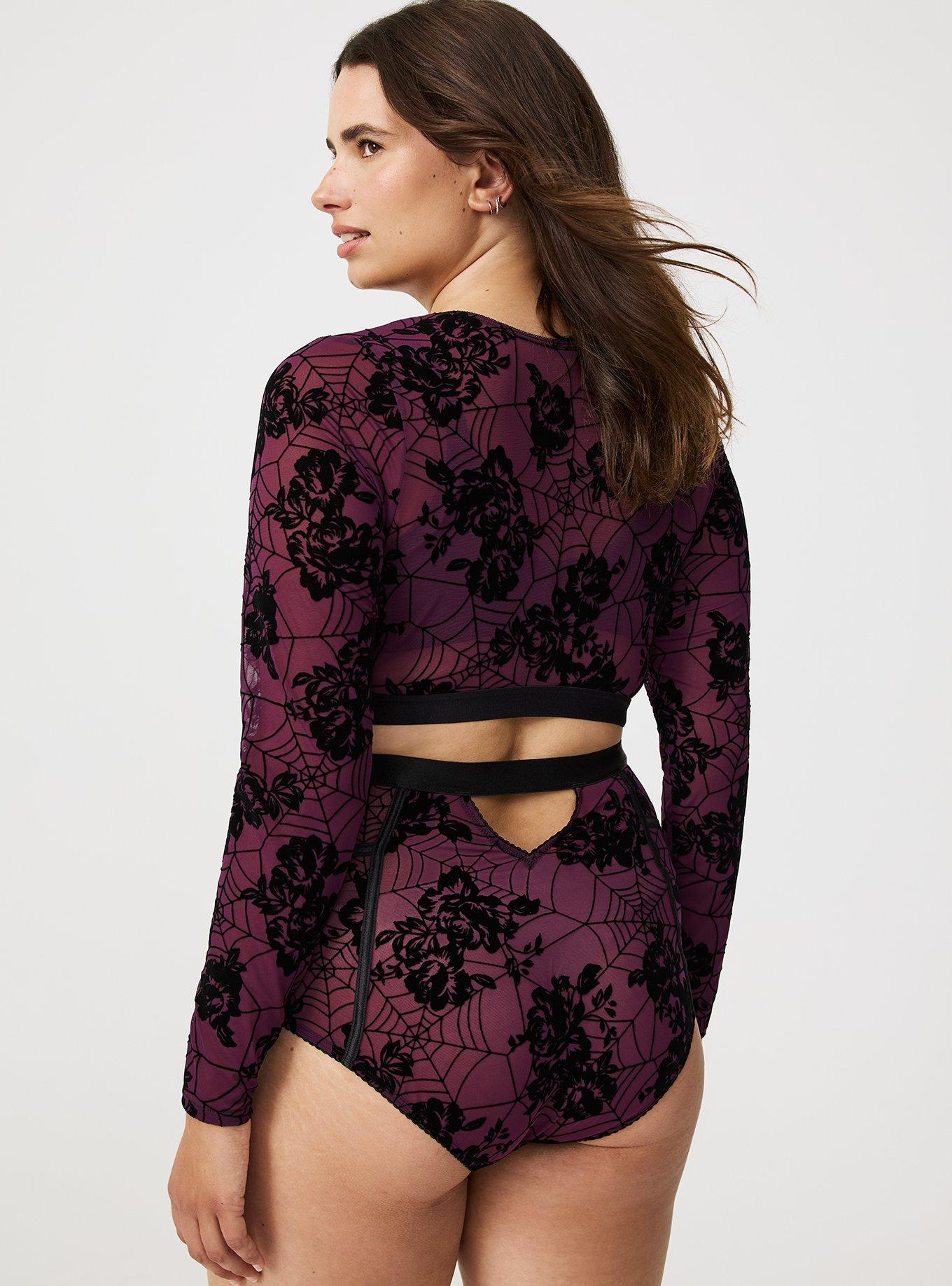 Flocked Mesh High-Waist Brief Panty