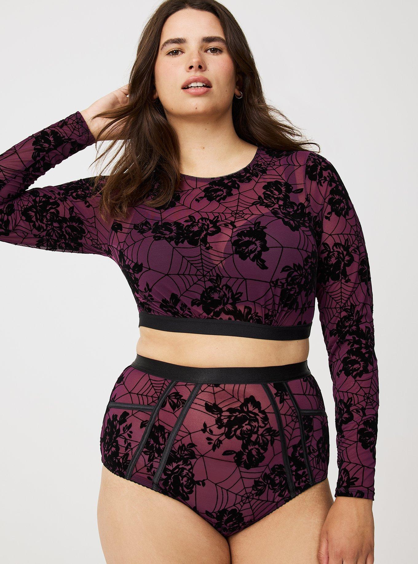 Flocked Mesh High-Waist Brief Panty