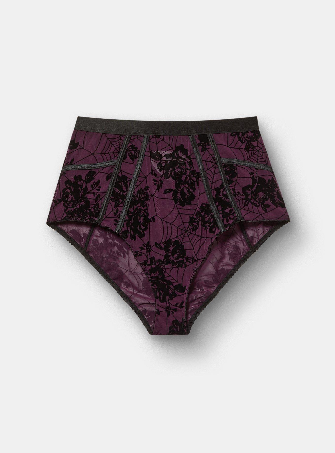 Flocked Mesh High-Waist Brief Panty