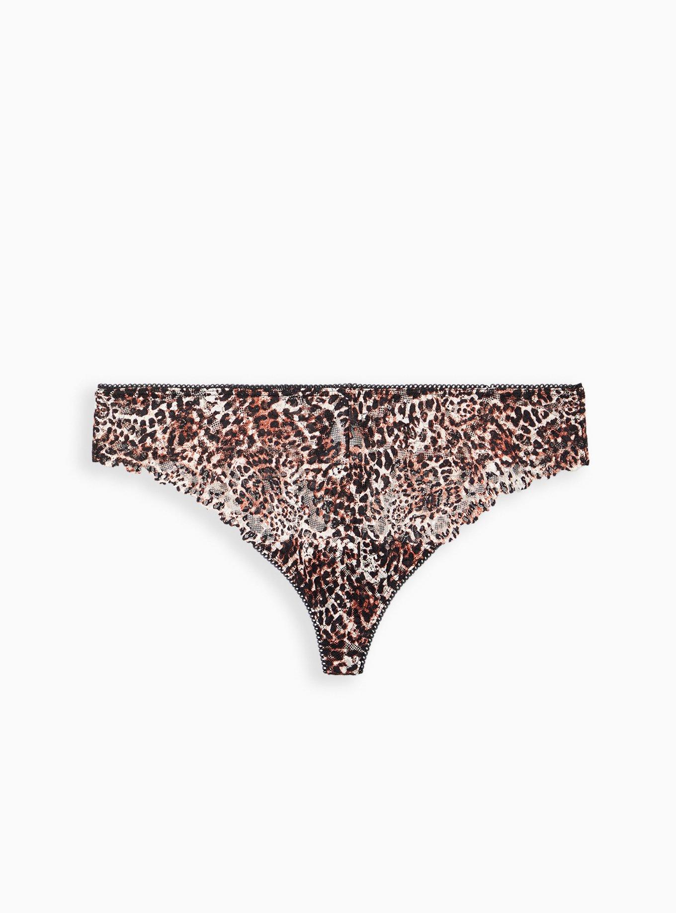 Plus Size Cutout Thong Panty - Lace Leopard, , hi-res