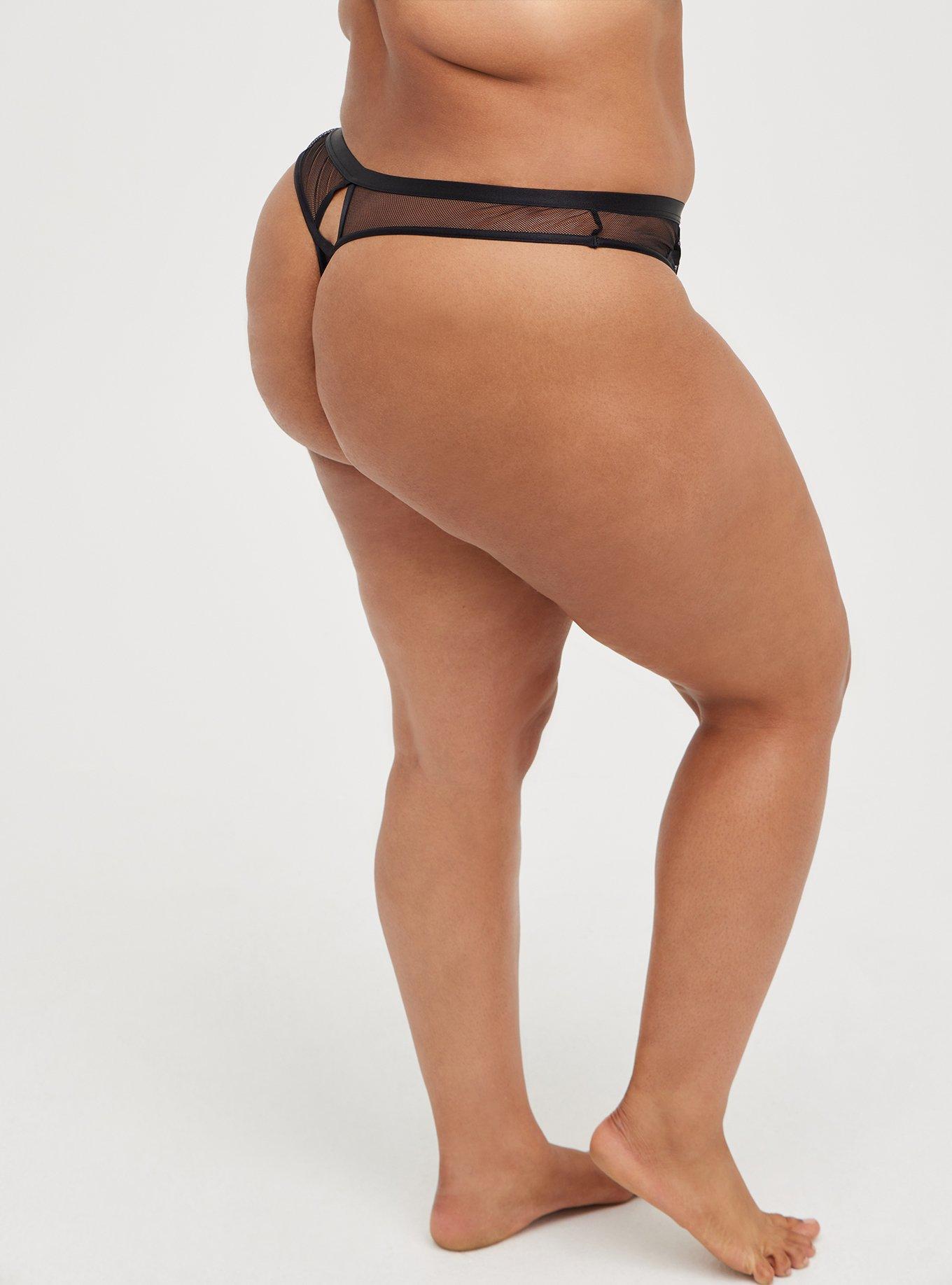 Women's Faux Leather Thong Panties