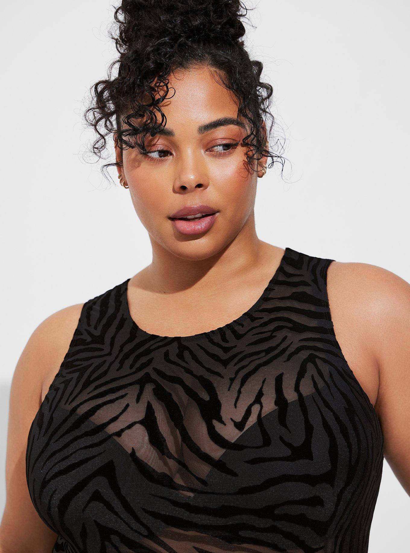 Plus Size - Flocked Mesh Bodysuit - Torrid