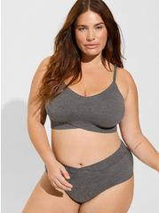 Plus Size Lightly Lined Heather Cross Front Bralette, CHARCOAL HEATHER, alternate