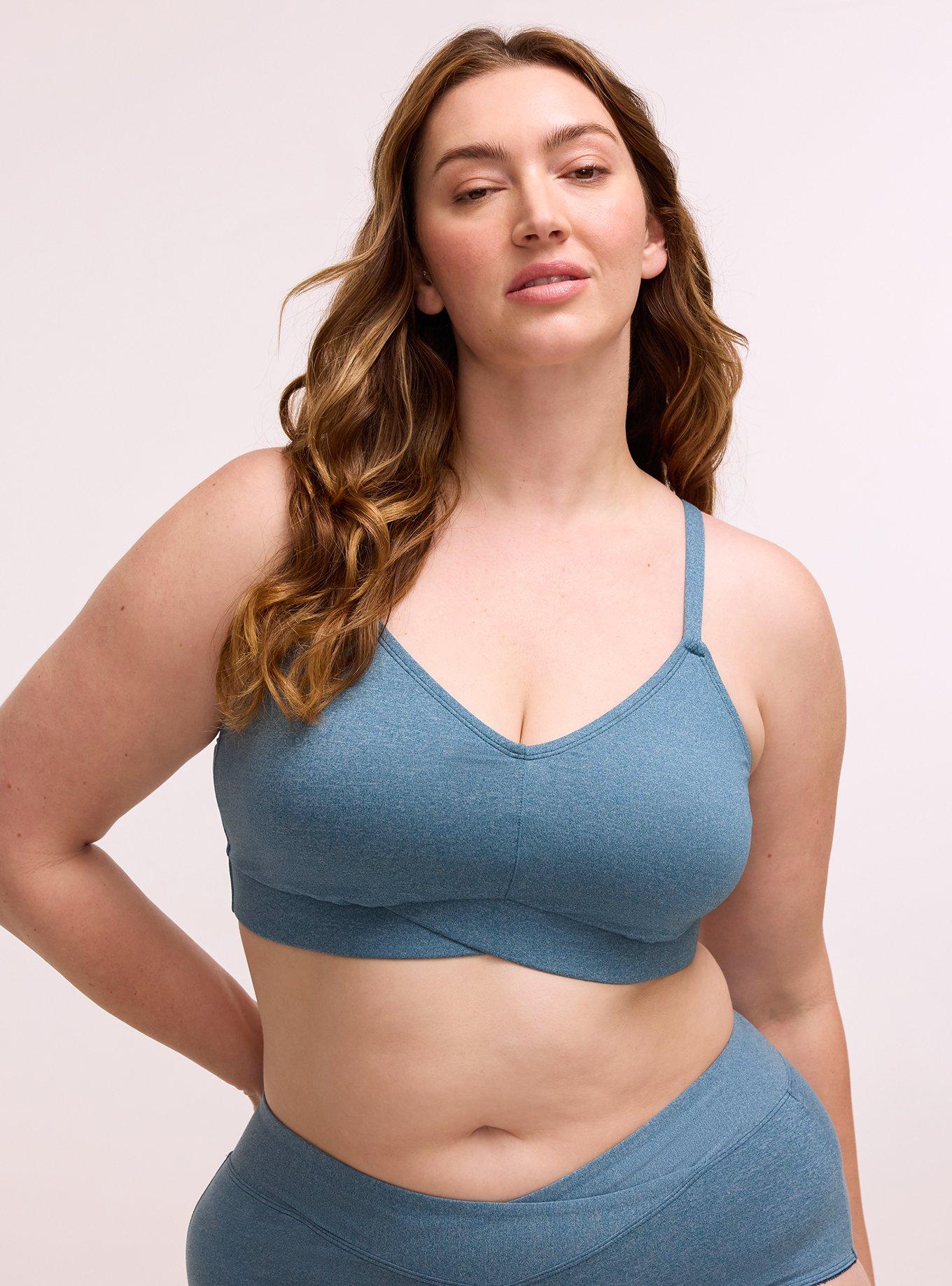 Lightly Lined Smooth Cross-Front Bralette, LEGION BLUE HEATHER, hi-res