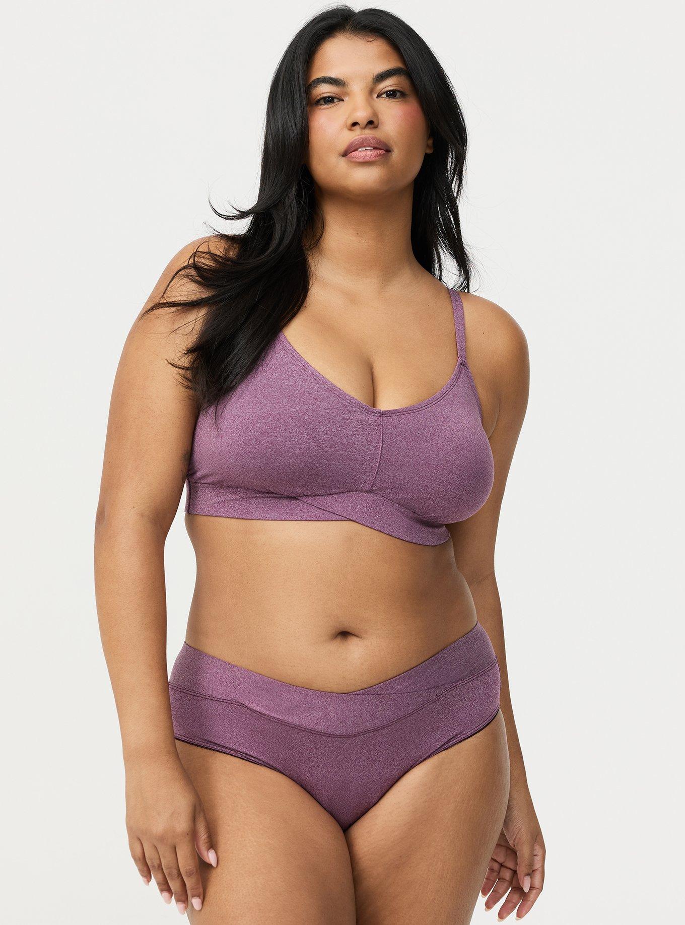 Lightly Lined Smooth Cross Front Bralette, WINTER BLOOM HEATHER, alternate