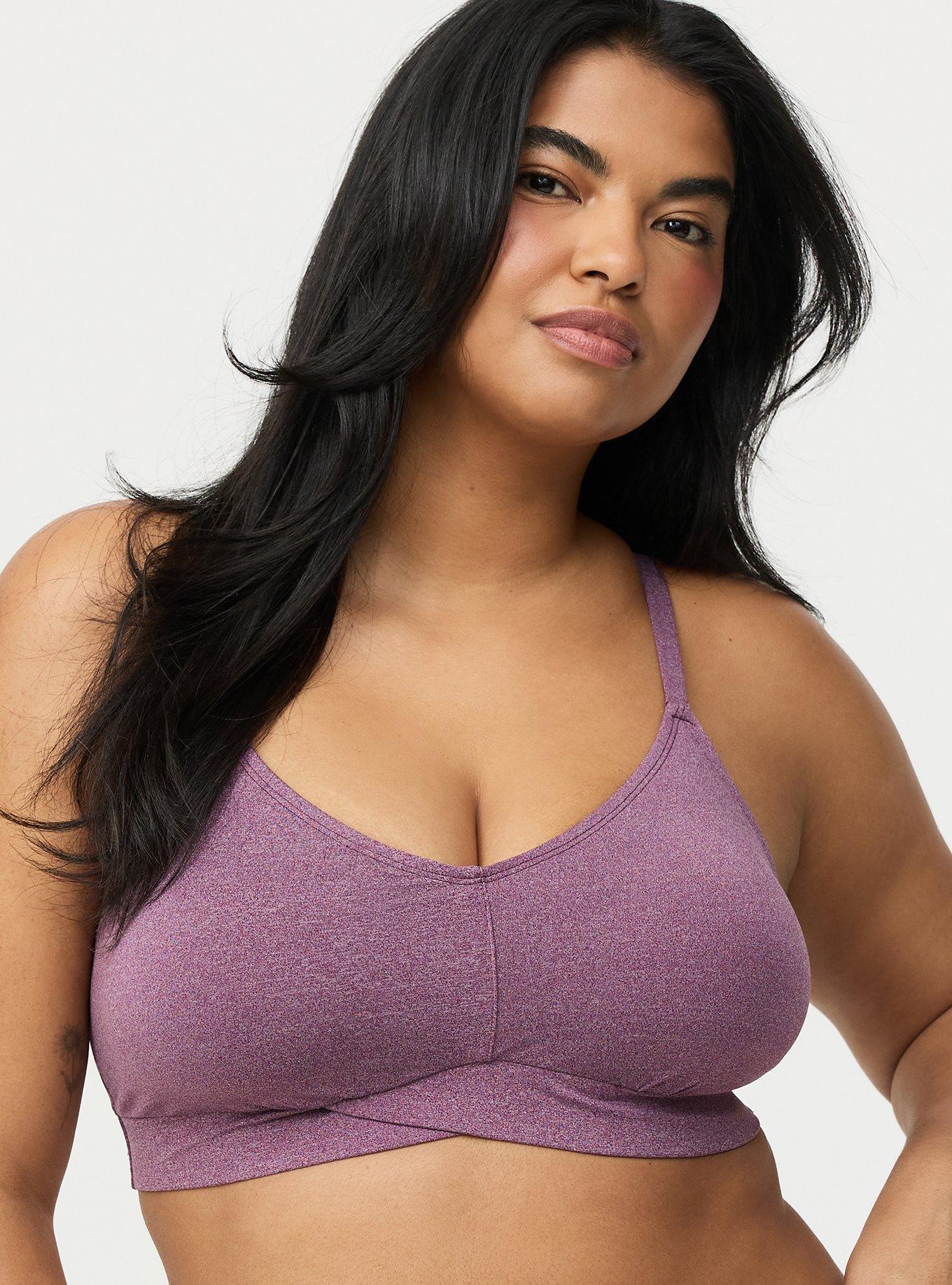 Lightly Lined Heather Cross Front Bralette, WINTER BLOOM HEATHER, hi-res