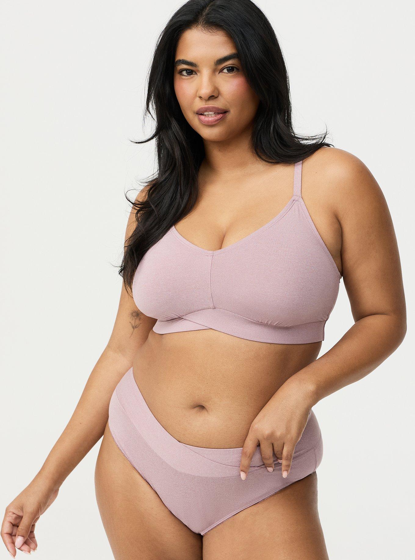 Lightly Lined Smooth Cross Front Bralette, TOADSTOOL HEATHER, alternate