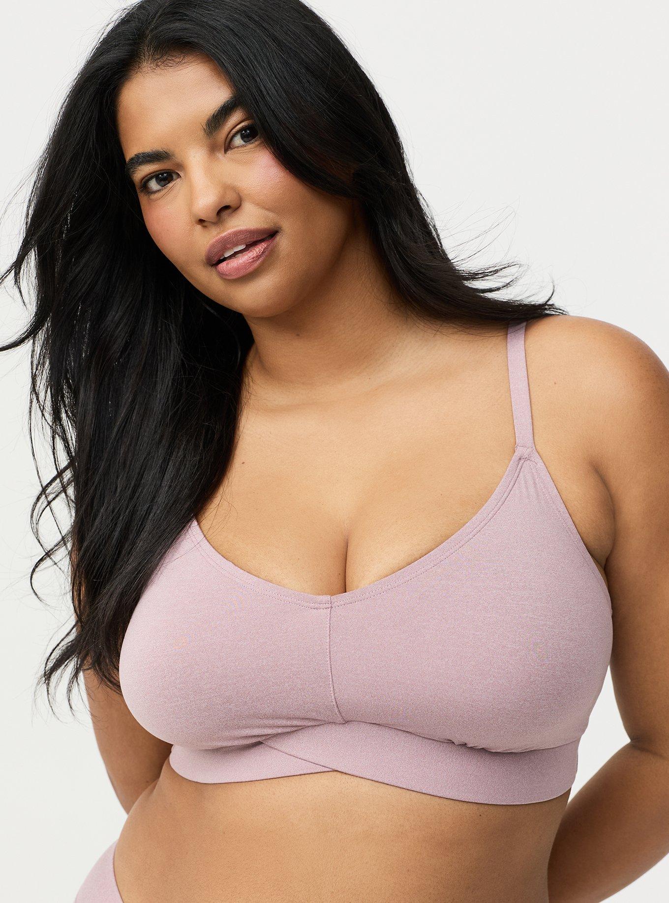 Lightly Lined Heather Cross Front Bralette, TOADSTOOL HEATHER, hi-res