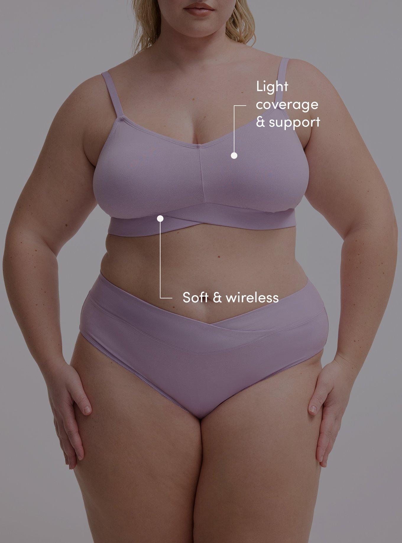 Lightly Lined Smooth Cross Front Bralette, LAVENDULA HEATHER, alternate