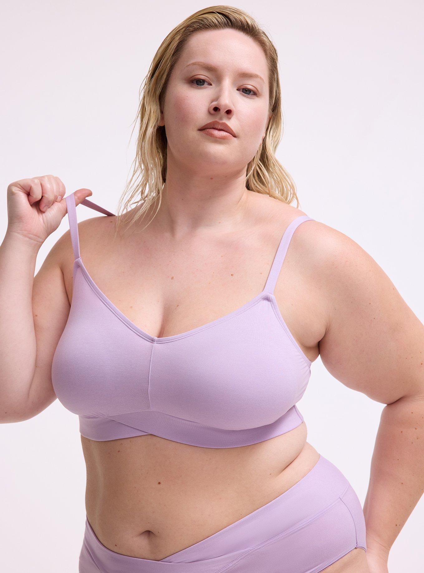 Lightly Lined Smooth Cross Front Bralette, LAVENDULA HEATHER, hi-res
