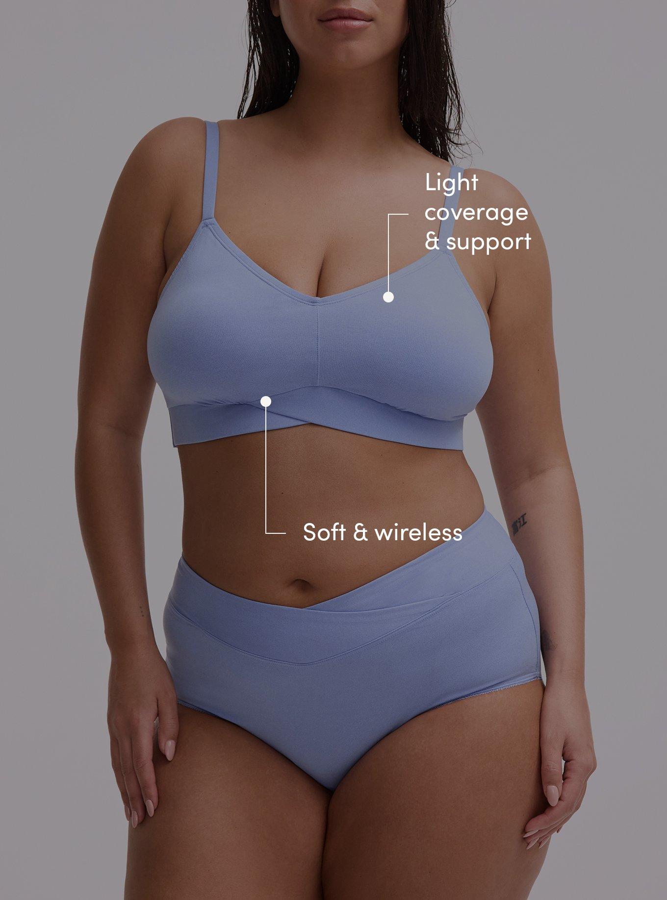 Lightly Lined Smooth Cross Front Bralette, HYDRANGEA HEATHER, alternate