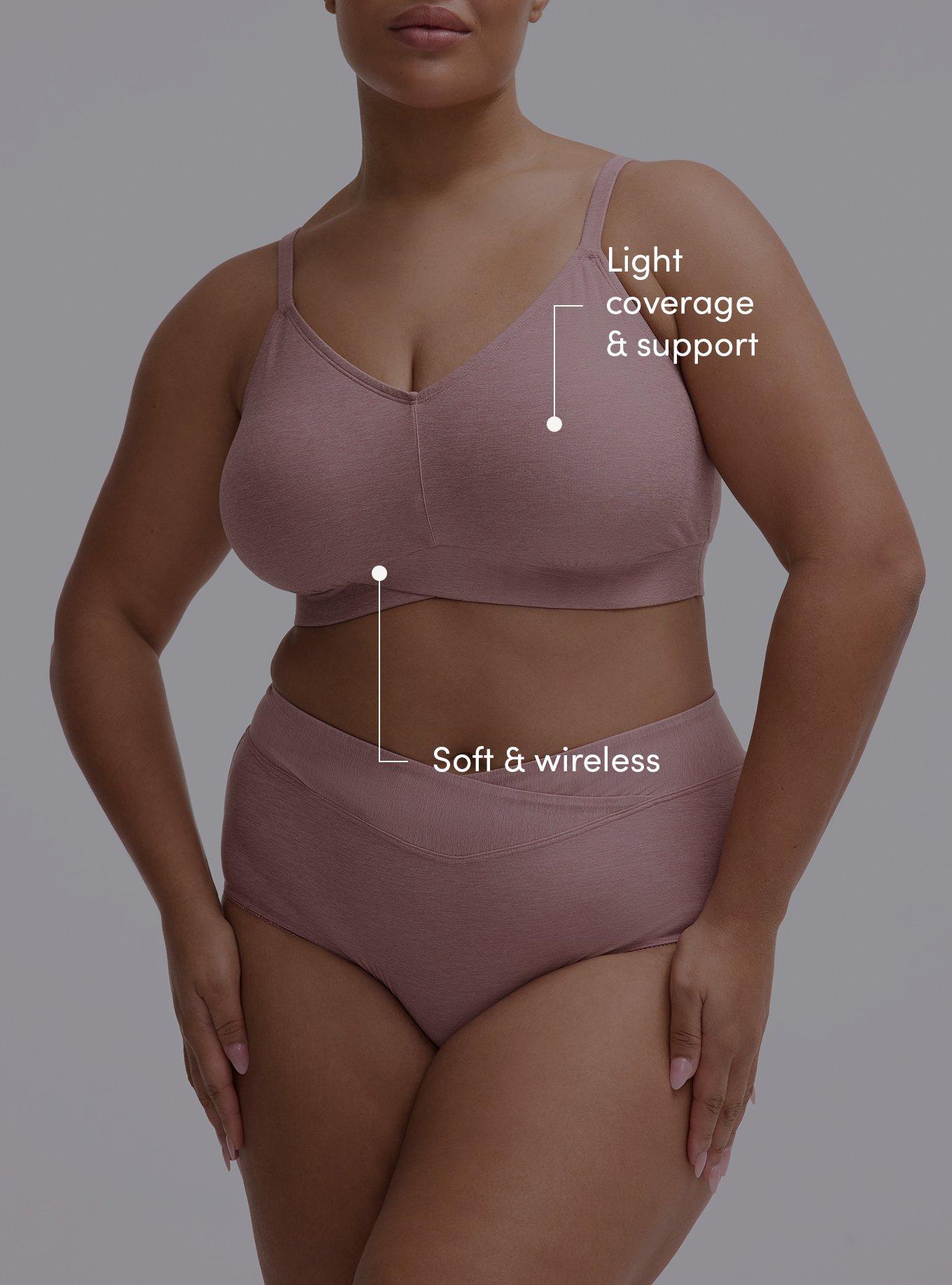 Lightly Lined Smooth Cross Front Bralette, NOSTALGIA ROSE HEATHER, alternate