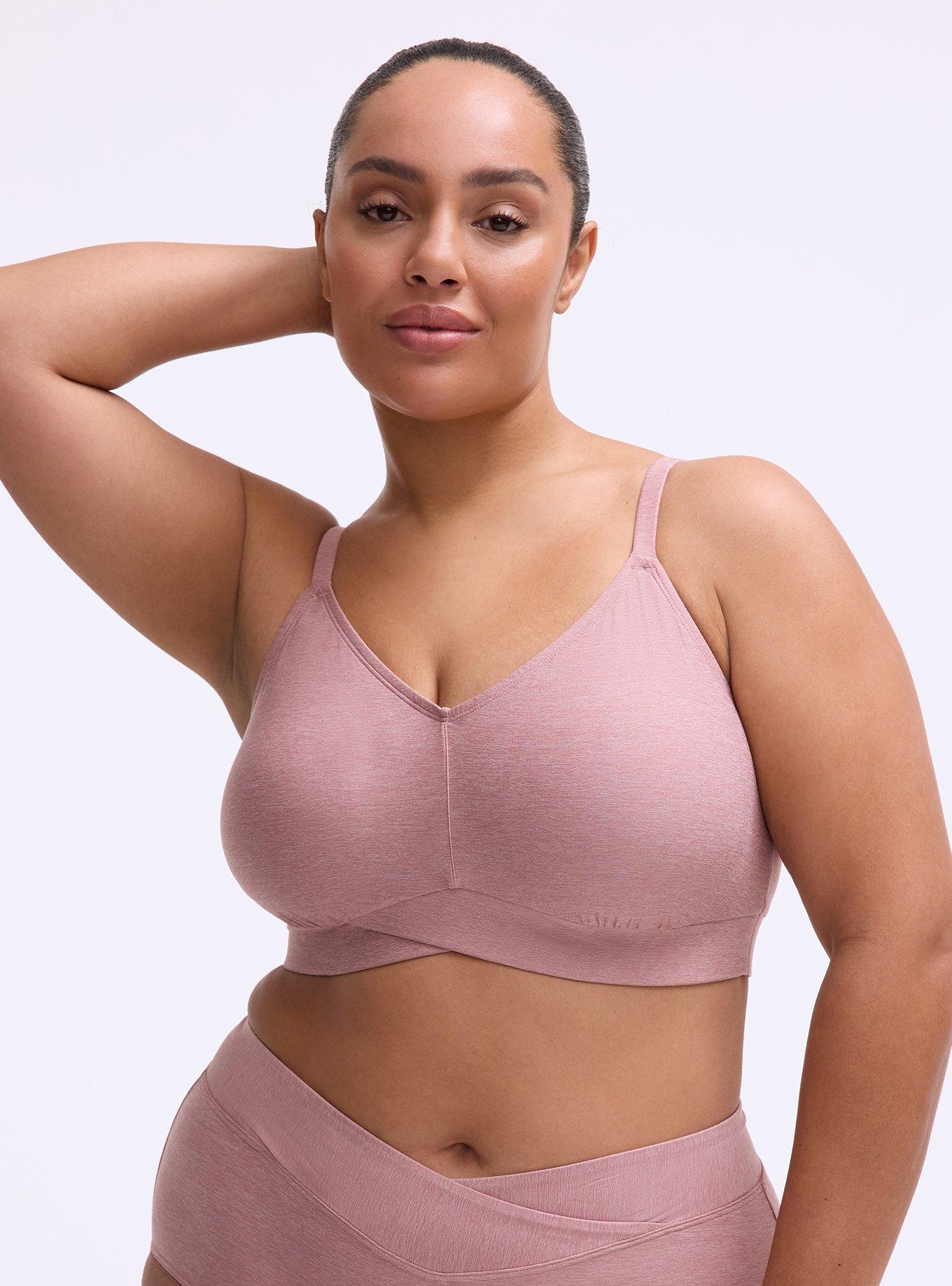 Lightly Lined Smooth Cross Front Bralette, NOSTALGIA ROSE HEATHER, hi-res