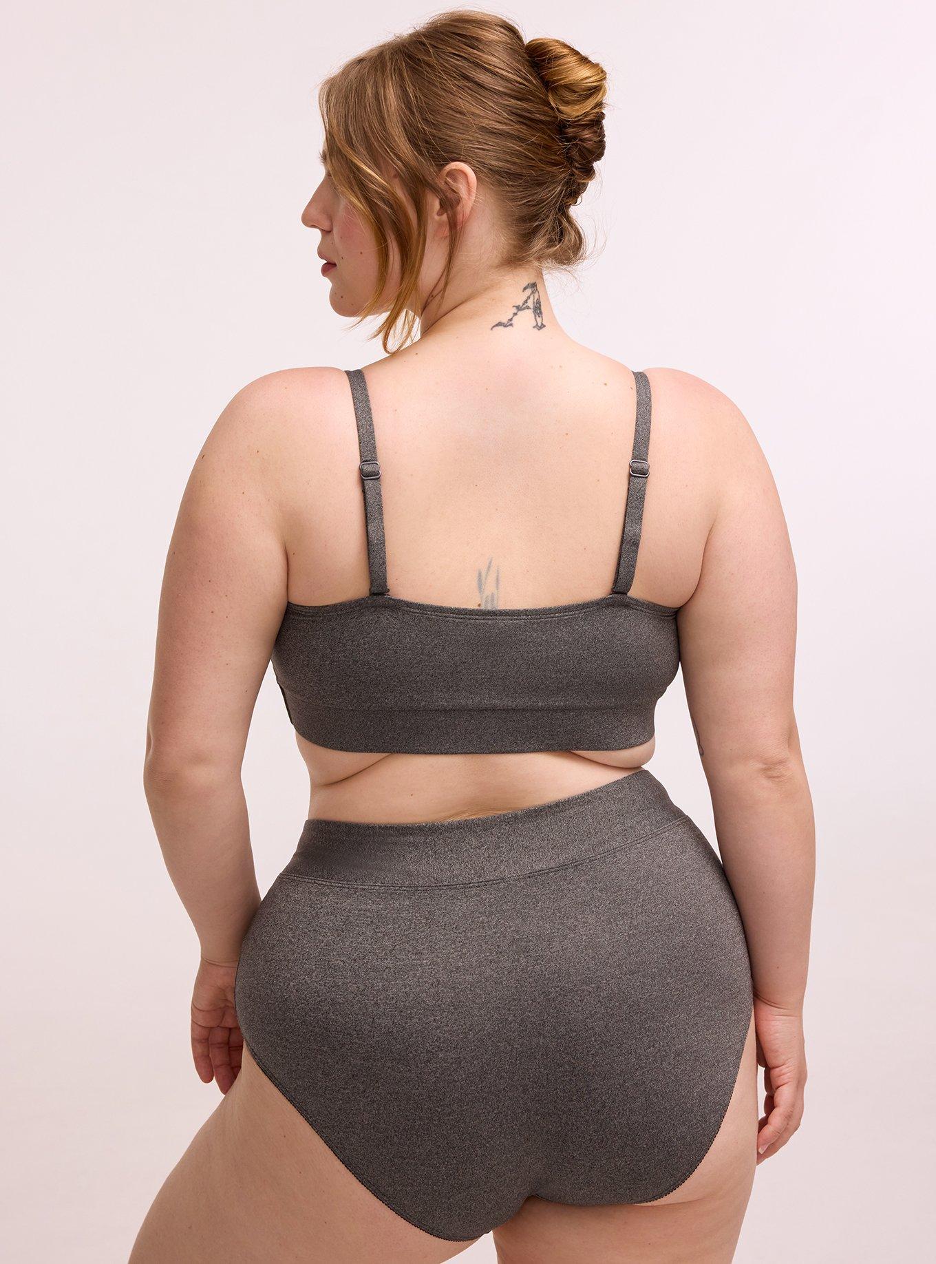 Lightly Lined Smooth Cross-Front Bralette, CHARCOAL GRAY HEATHER, alternate