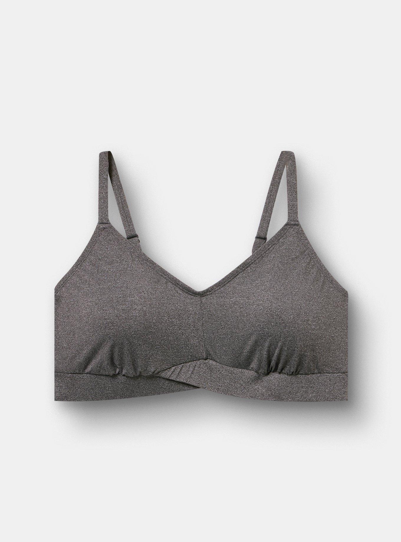 Lightly Lined Heather Cross Front Bralette, CHARCOAL GRAY HEATHER, hi-res