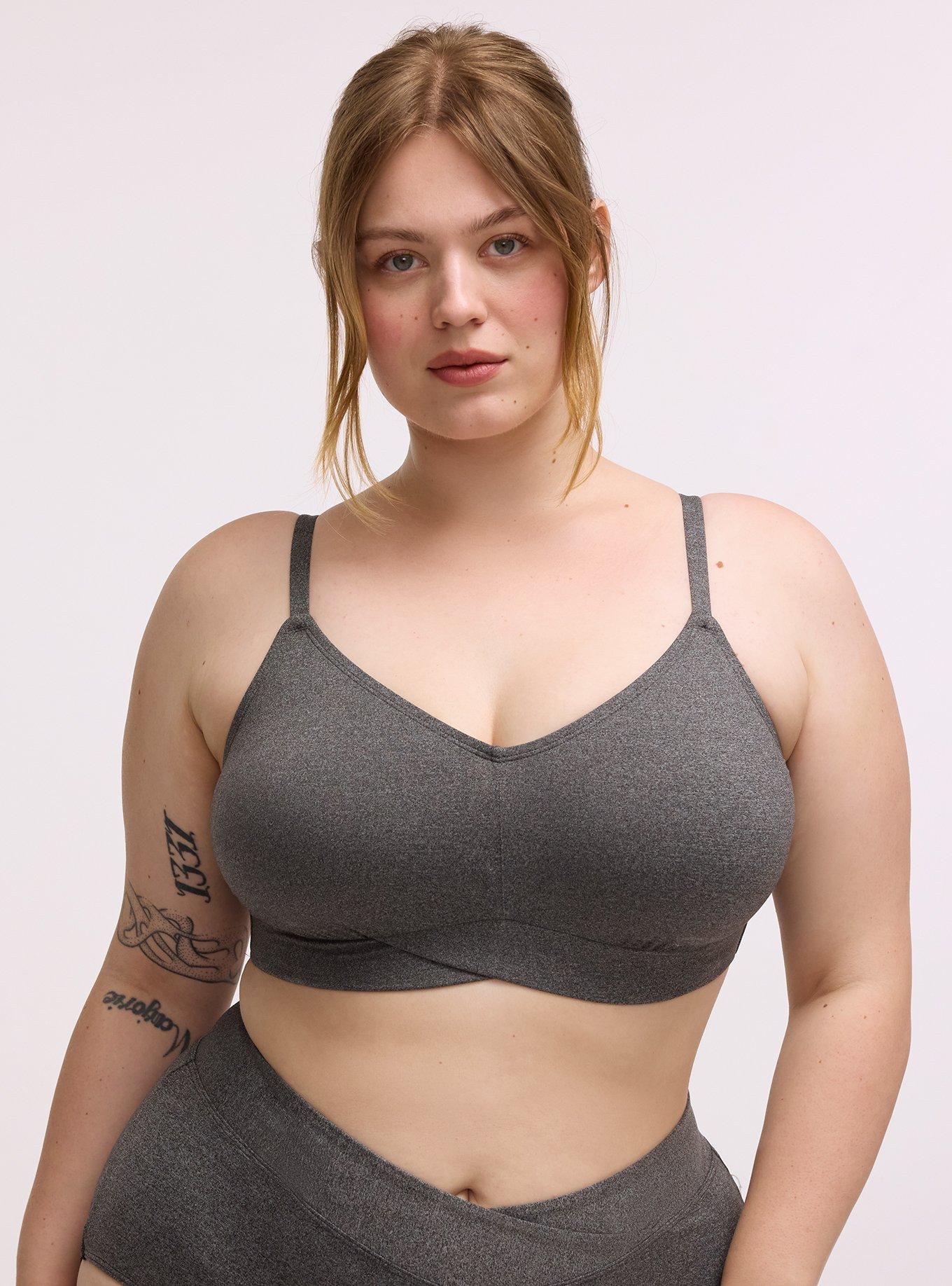 Lightly Lined Smooth Cross-Front Bralette, CHARCOAL GRAY HEATHER, hi-res