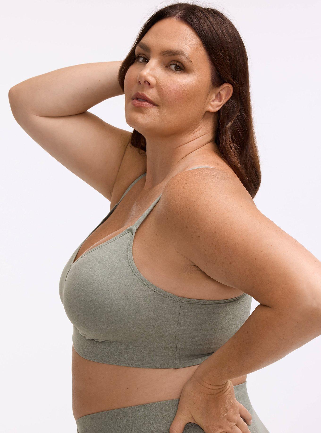 Lightly Lined Heather Cross Front Bralette, AGAVE GREEN HEATHER, alternate