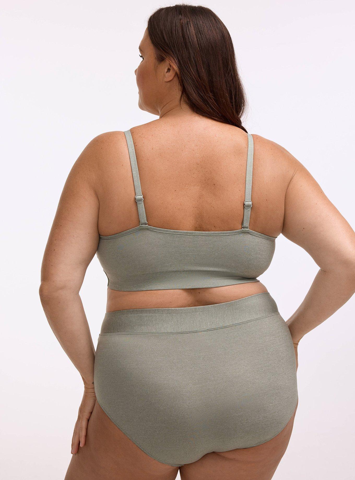 Lightly Lined Heather Cross Front Bralette, AGAVE GREEN HEATHER, alternate