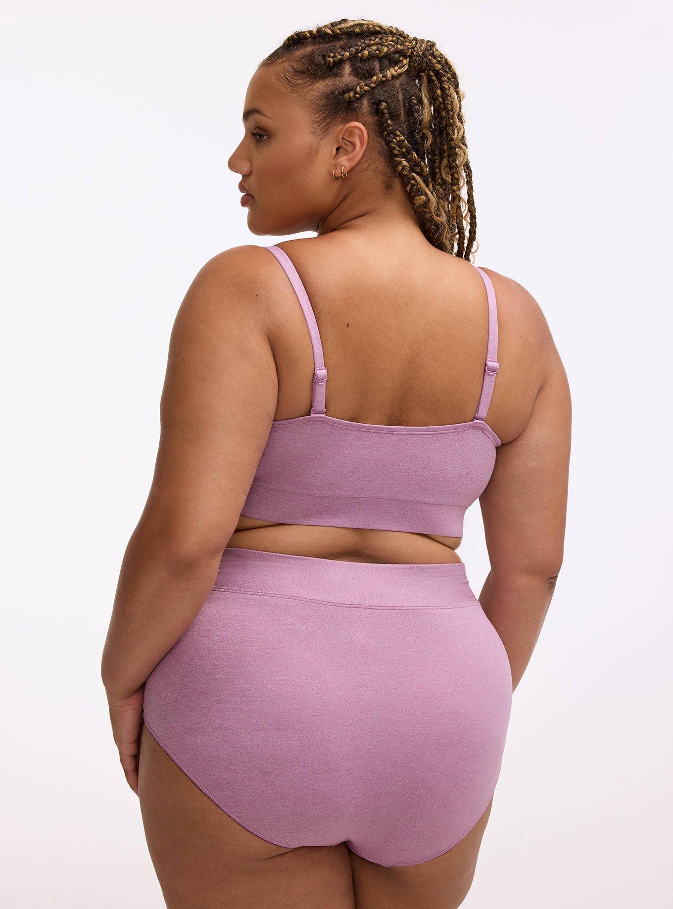 Lightly Lined Heather Cross Front Bralette, ARGYLE PURPLE HEATHER, alternate