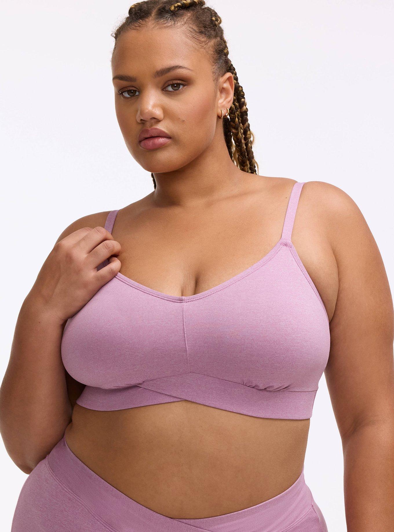 Lightly Lined Heather Cross Front Bralette, ARGYLE PURPLE HEATHER, hi-res