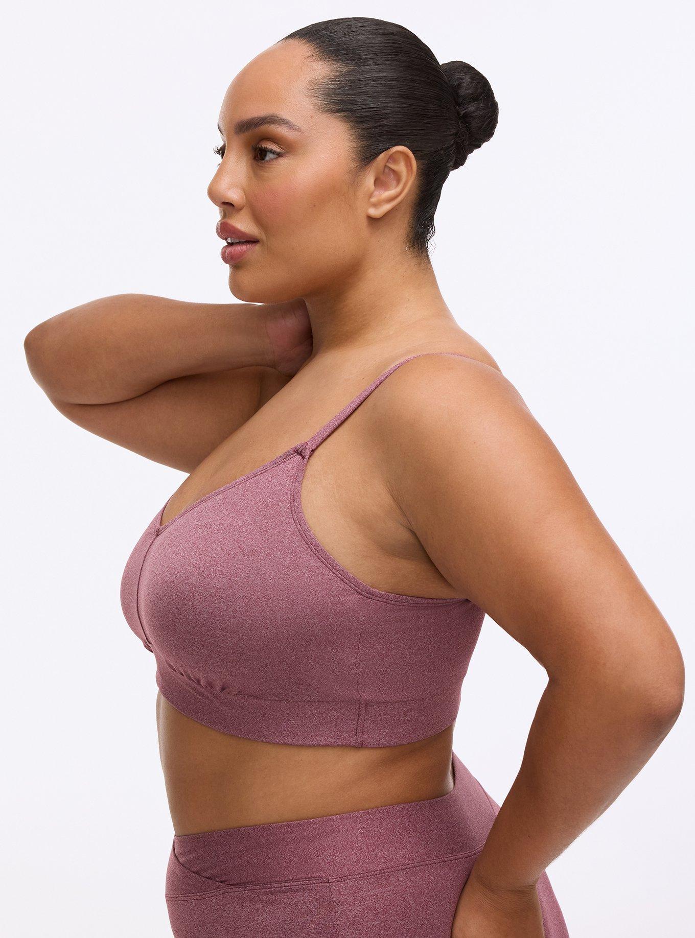 Lightly Lined Heather Cross Front Bralette, MAROON BANNER HEATHER, alternate