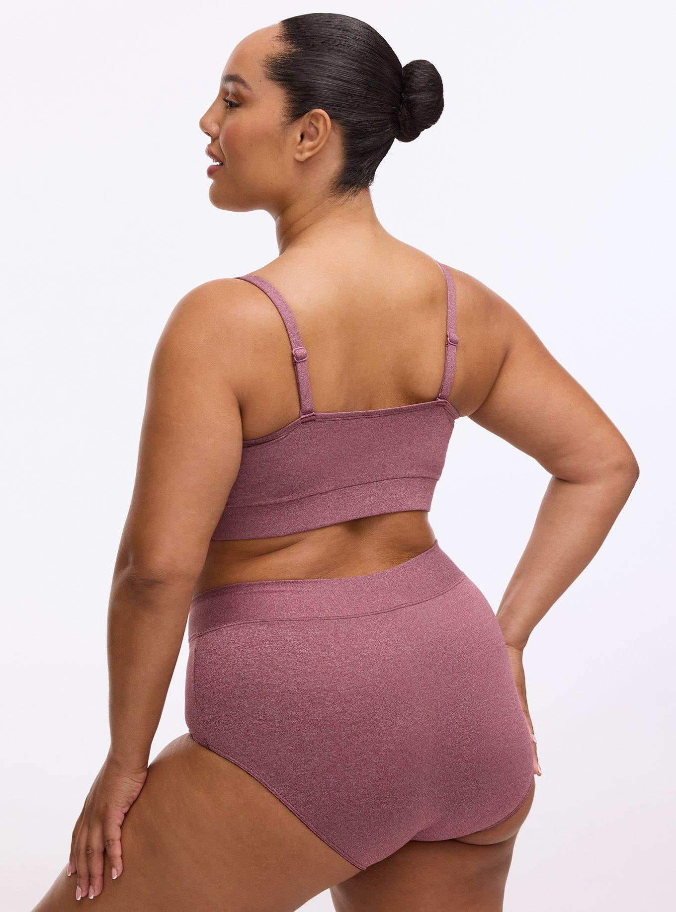 Lightly Lined Heather Cross Front Bralette, MAROON BANNER HEATHER, alternate