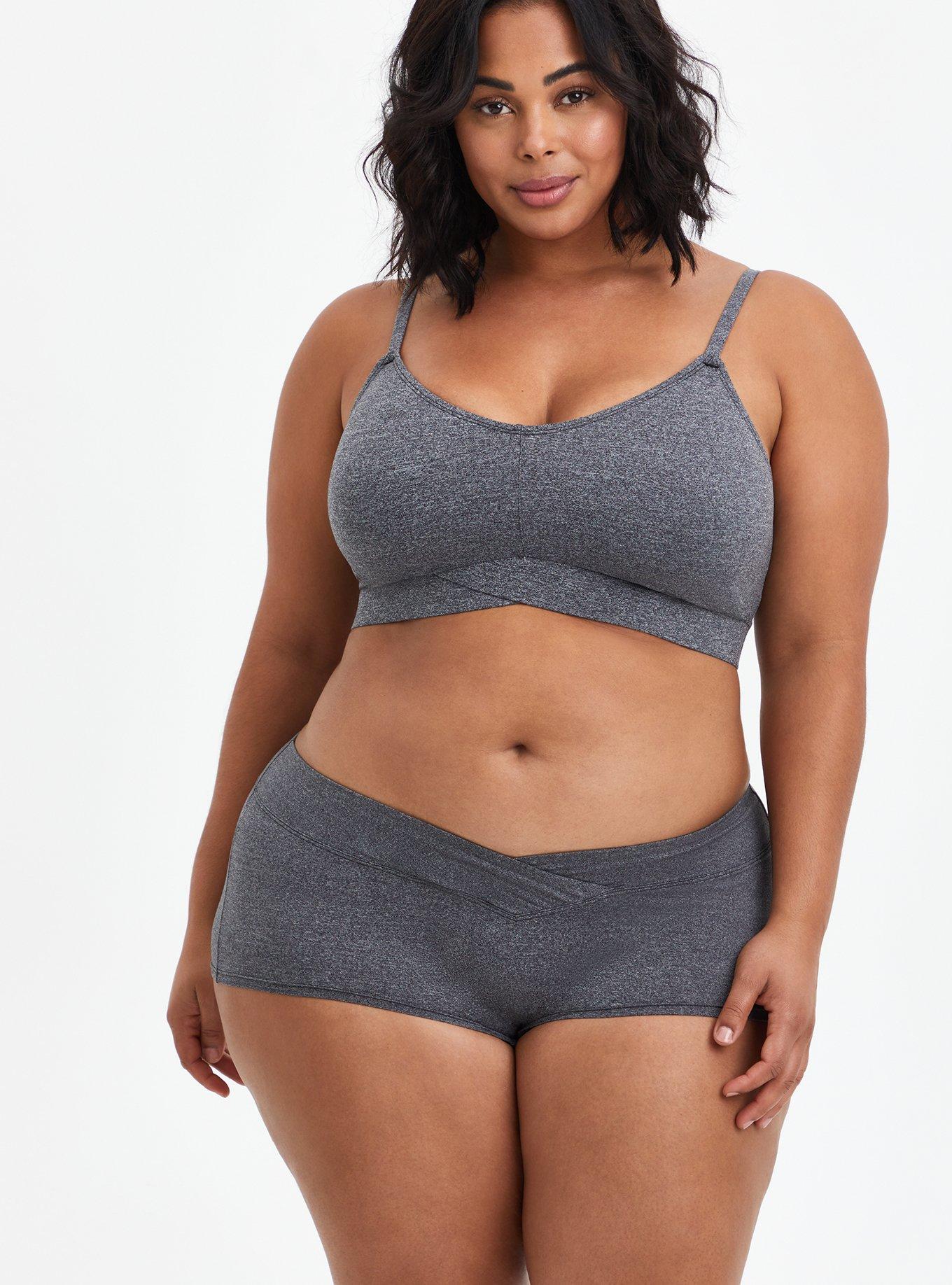 Plus Size - Lightly Padded Bralette - Microfiber & Lace Heather Grey -  Torrid