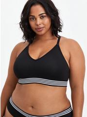 Plus Size Lightly Lined Seamless Sporty Bralette, RICH BLACK, hi-res