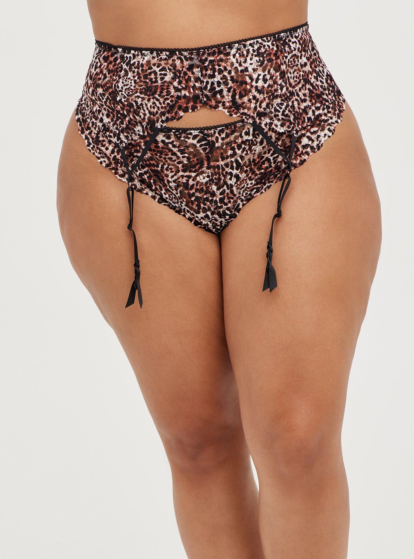 Plus Size Garter -  Lace Strappy Leopard, MIDI LEOPARD, hi-res