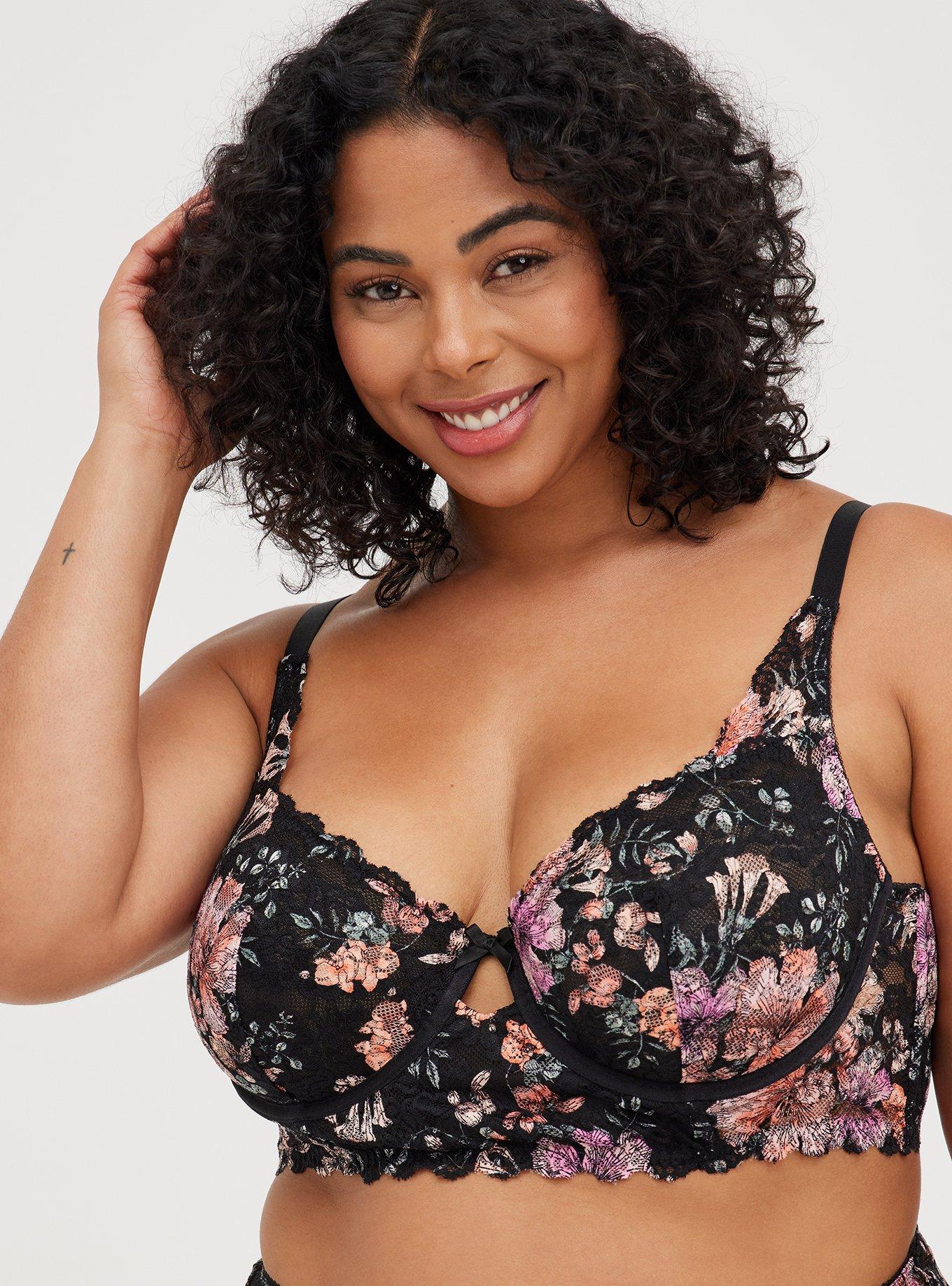 Women's Sexy Lace Embroidered Bras Full Coverage Unlined Underwire Plus  Size Bra 42C 