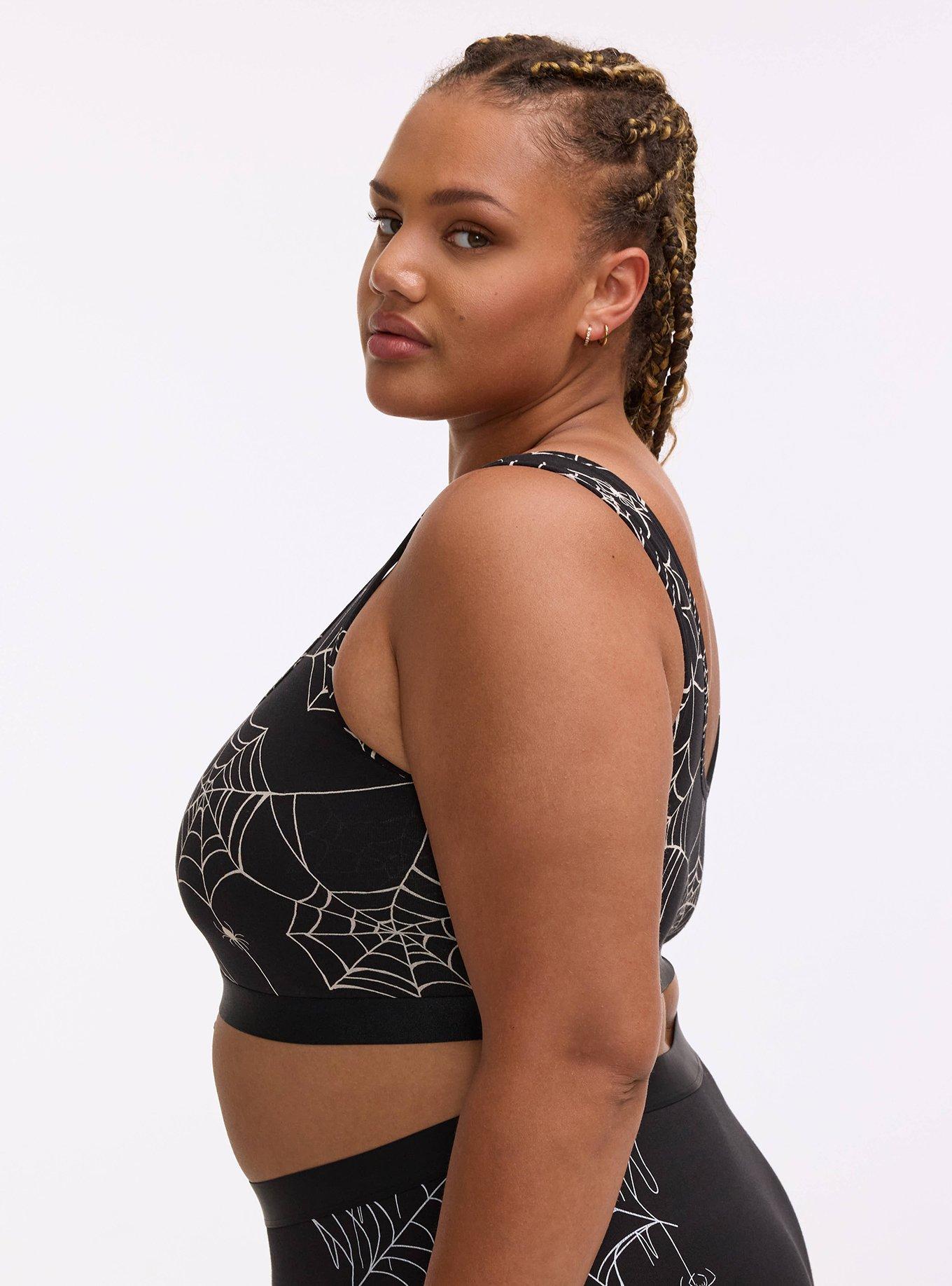 Unlined Cotton Scoop Bralette, TUESDAY SPIDERS BLACK, alternate