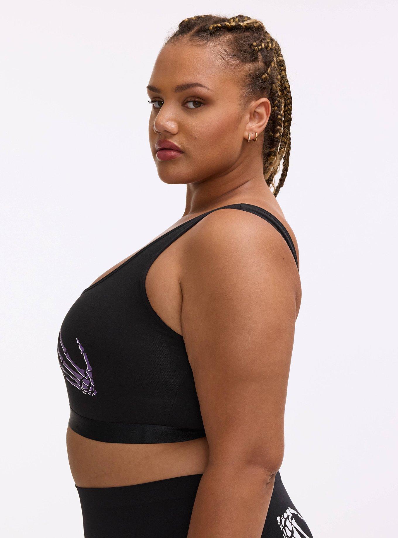 Unlined Cotton Scoop Bralette, SKELETON HANDS PURPLE, alternate