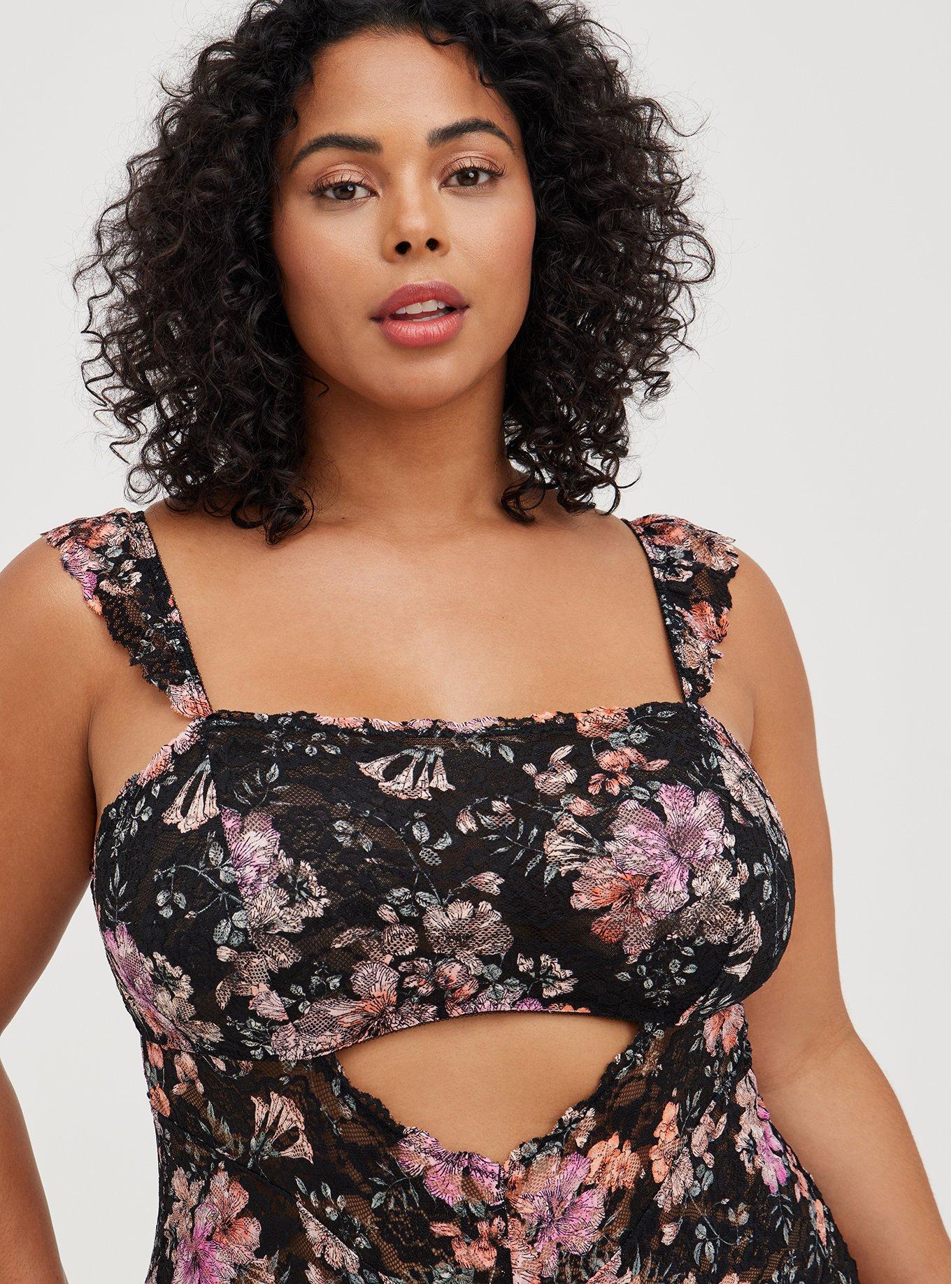 Plus Size - Lace And Mesh Bodysuit With Cutouts - Torrid