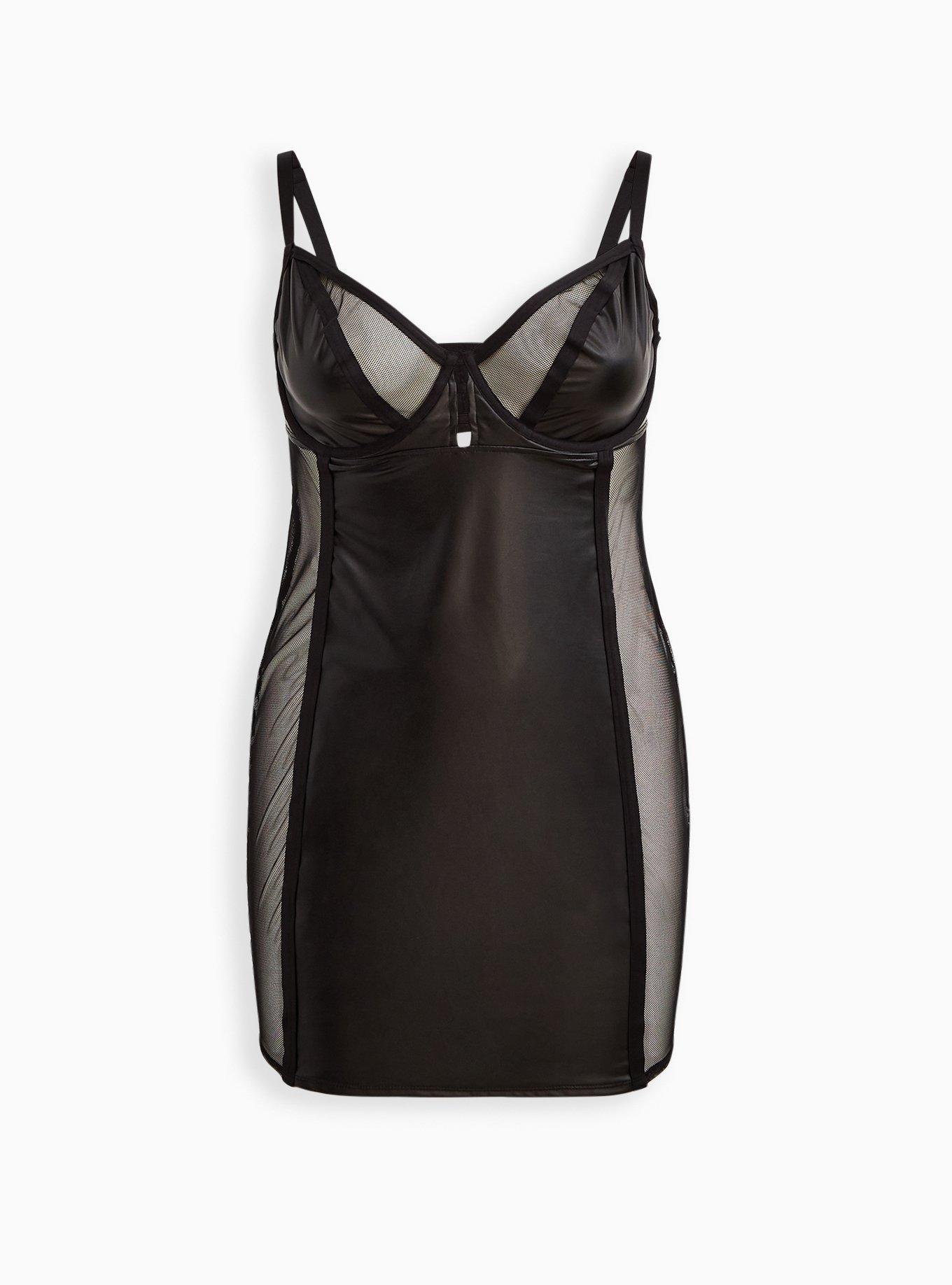 Plus Size Faux Leather Zip Up Chemise main image 1