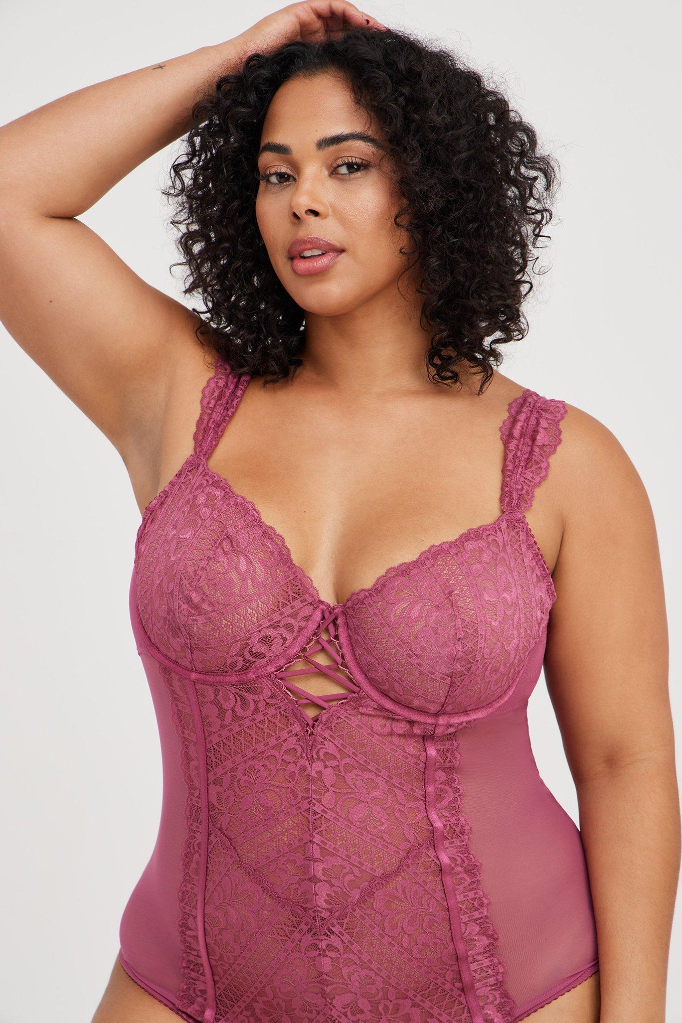 Lace Bodysuit Plus Size Pink Bodysuit Fashion Nova Sexy Hot Pink Lingerie  Microfiber Lace Bodysuit Plus
